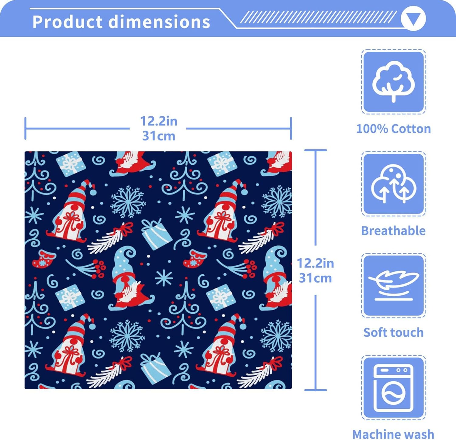 Xigua Christmas Gnomes Washcloth Set 2-12 Pcs