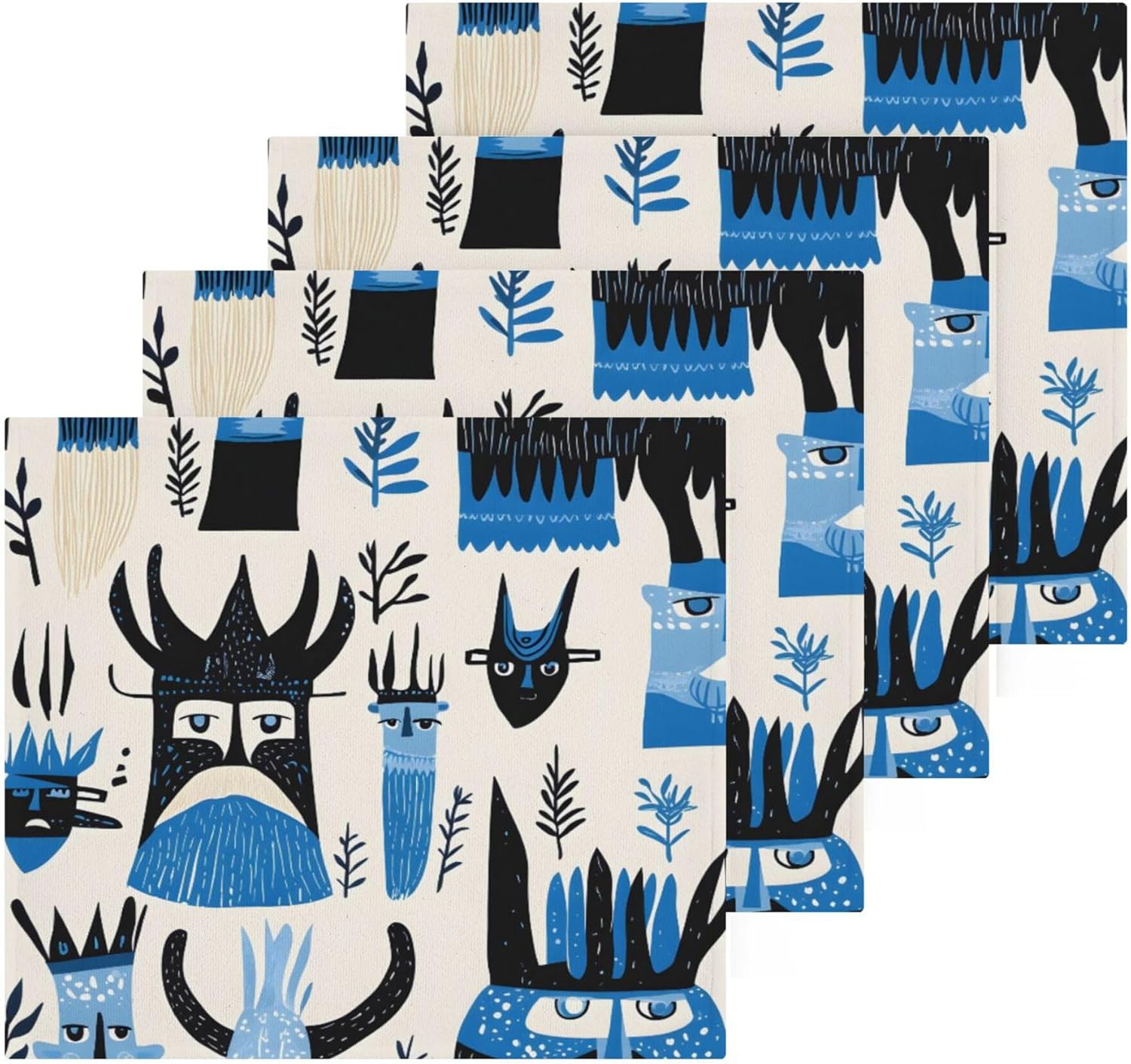 Xigua Scandinavian Viking Washcloths Set of 2 12x12 Inch