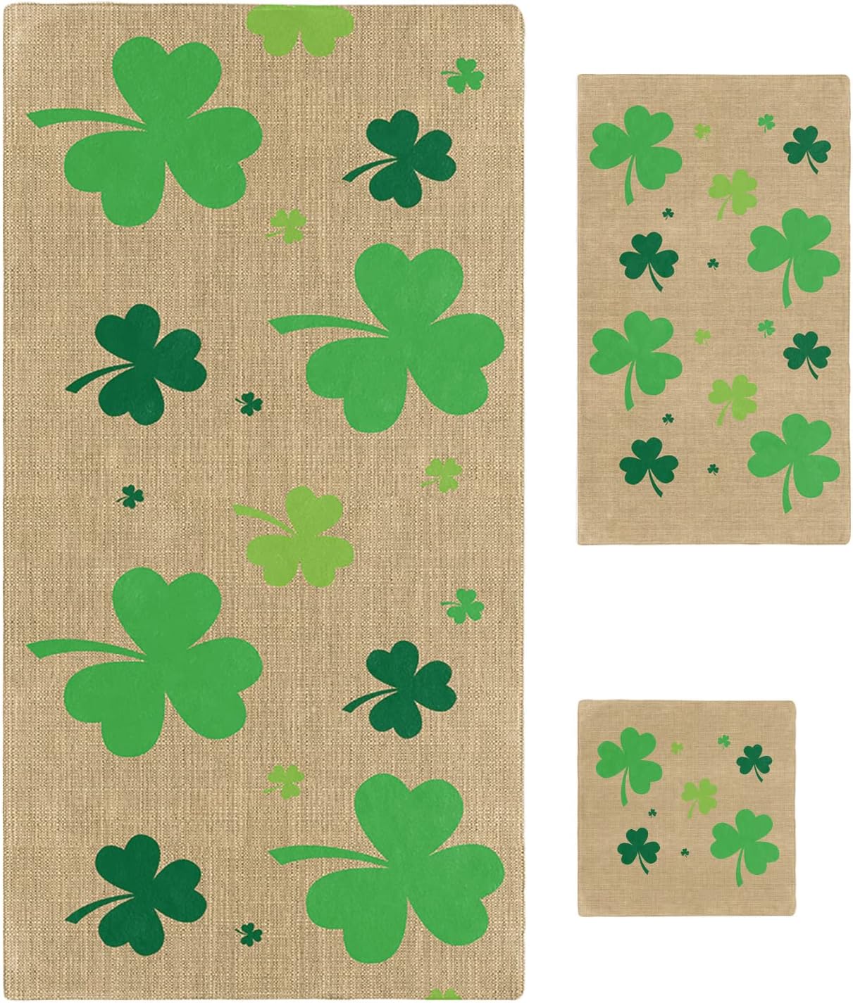St Patricks Day 3-in-1 Bath Towels Set Linen Green Soft Absorbent for Bathroom Hotel Travel