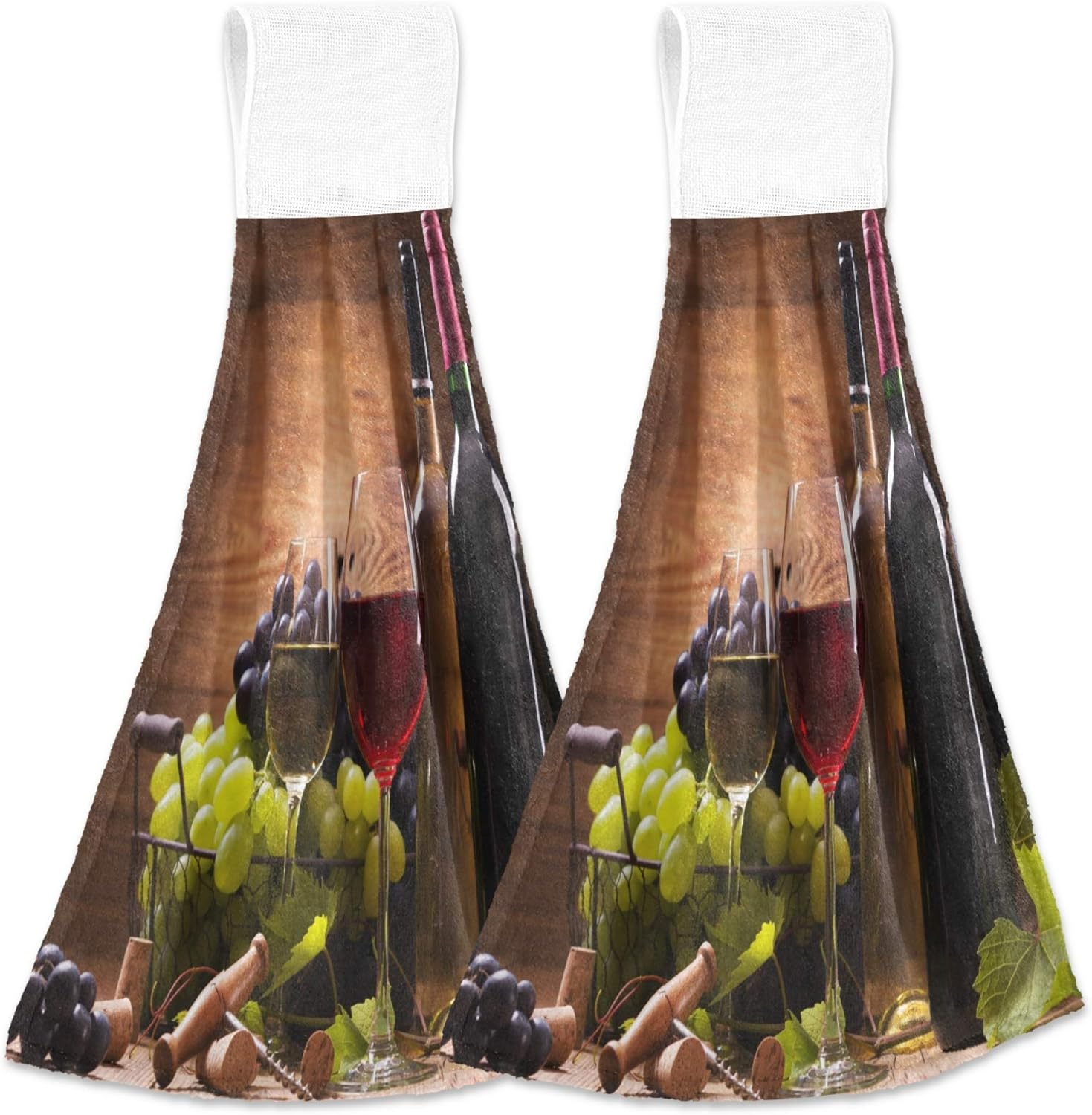 Durable Wooden Grape Towels Retro Kitchen Decor Engagement Set