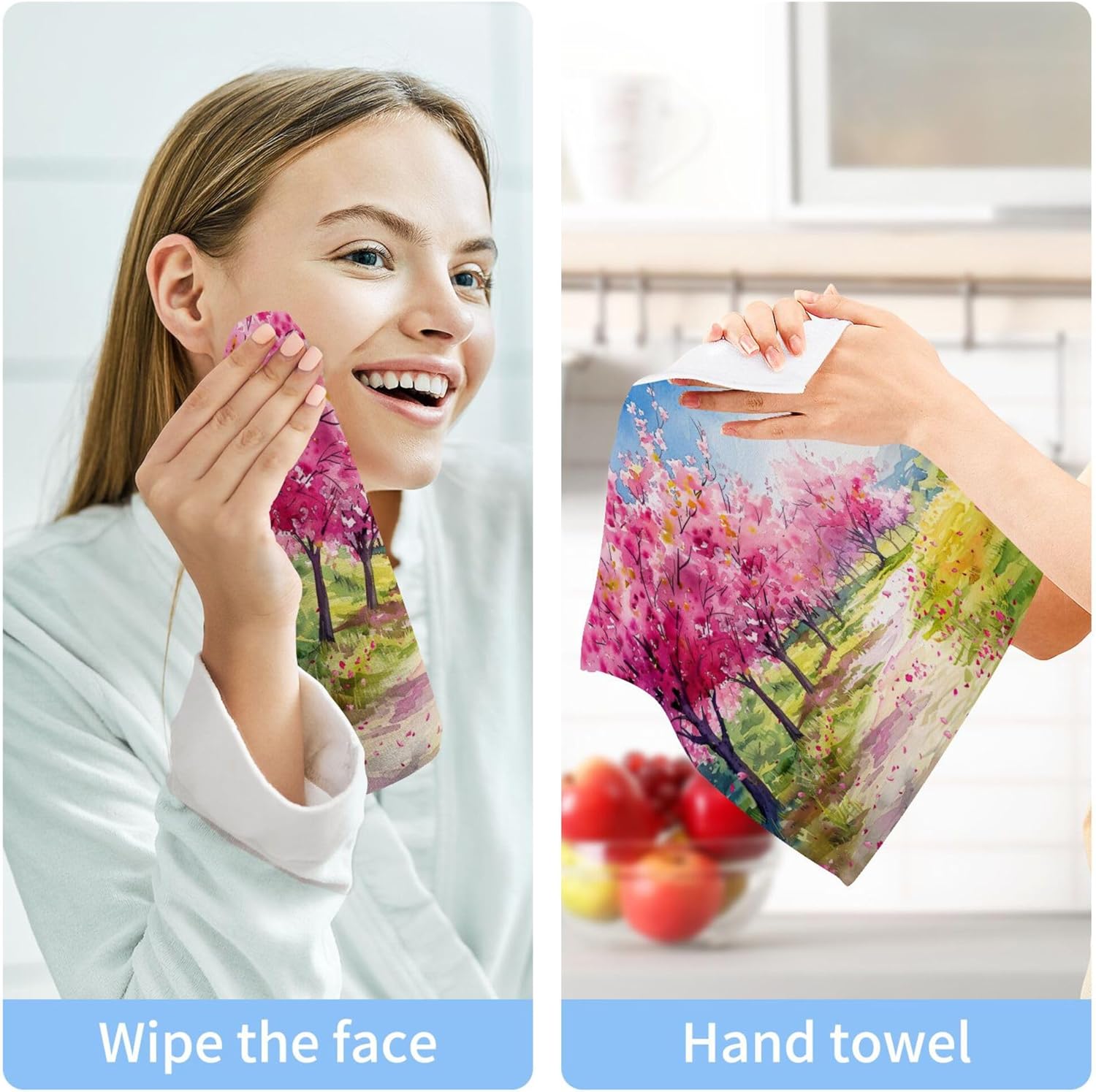 Xigua Peach Tree Washcloth Set 12x12 inch Fast Drying