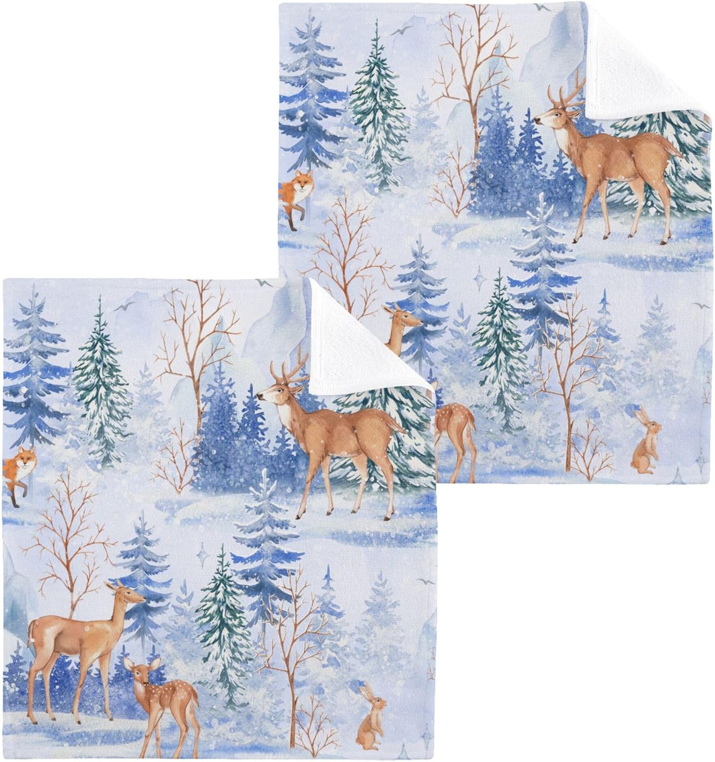 Xigua Cartoon Deer Washcloth Set 12x12 2-12 Fast Drying Absorbent