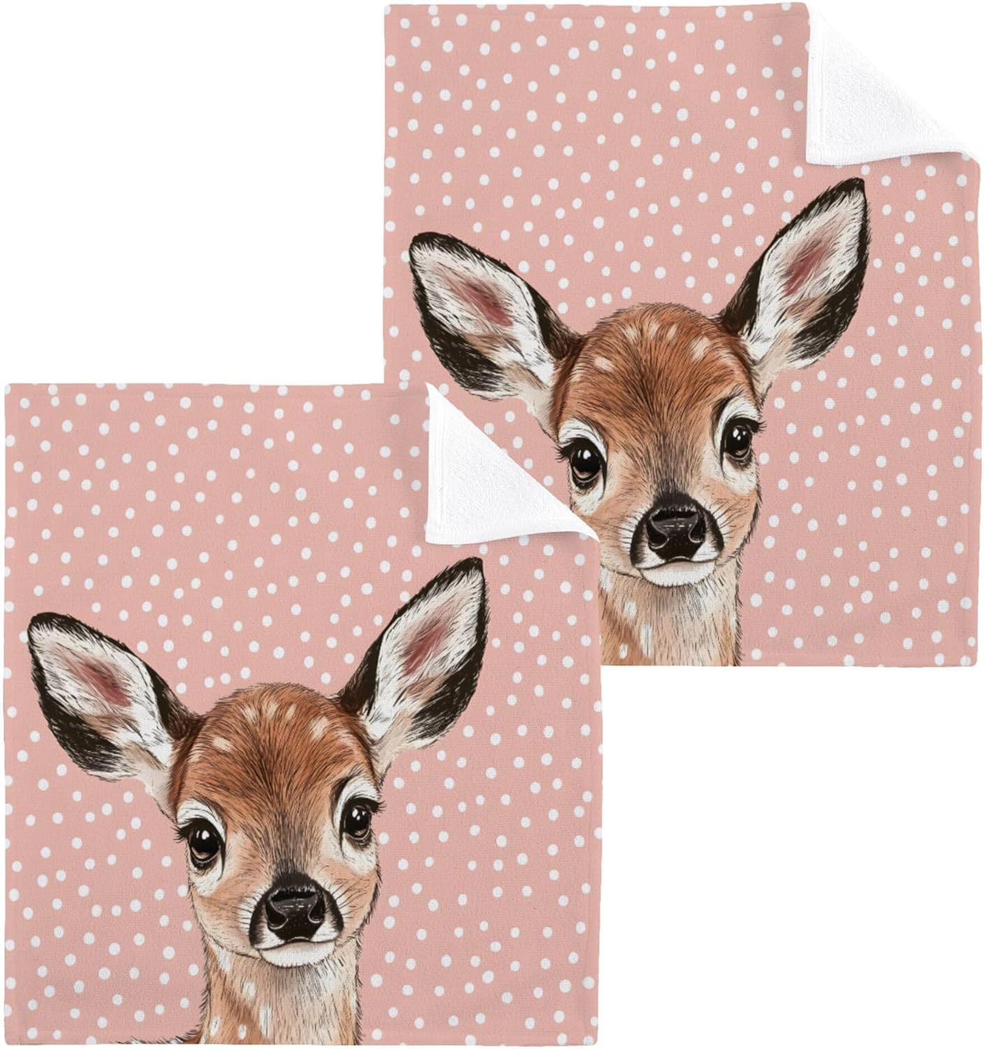 Xigua Cute Deer Washcloths Set of 2 - 12x12 Inch