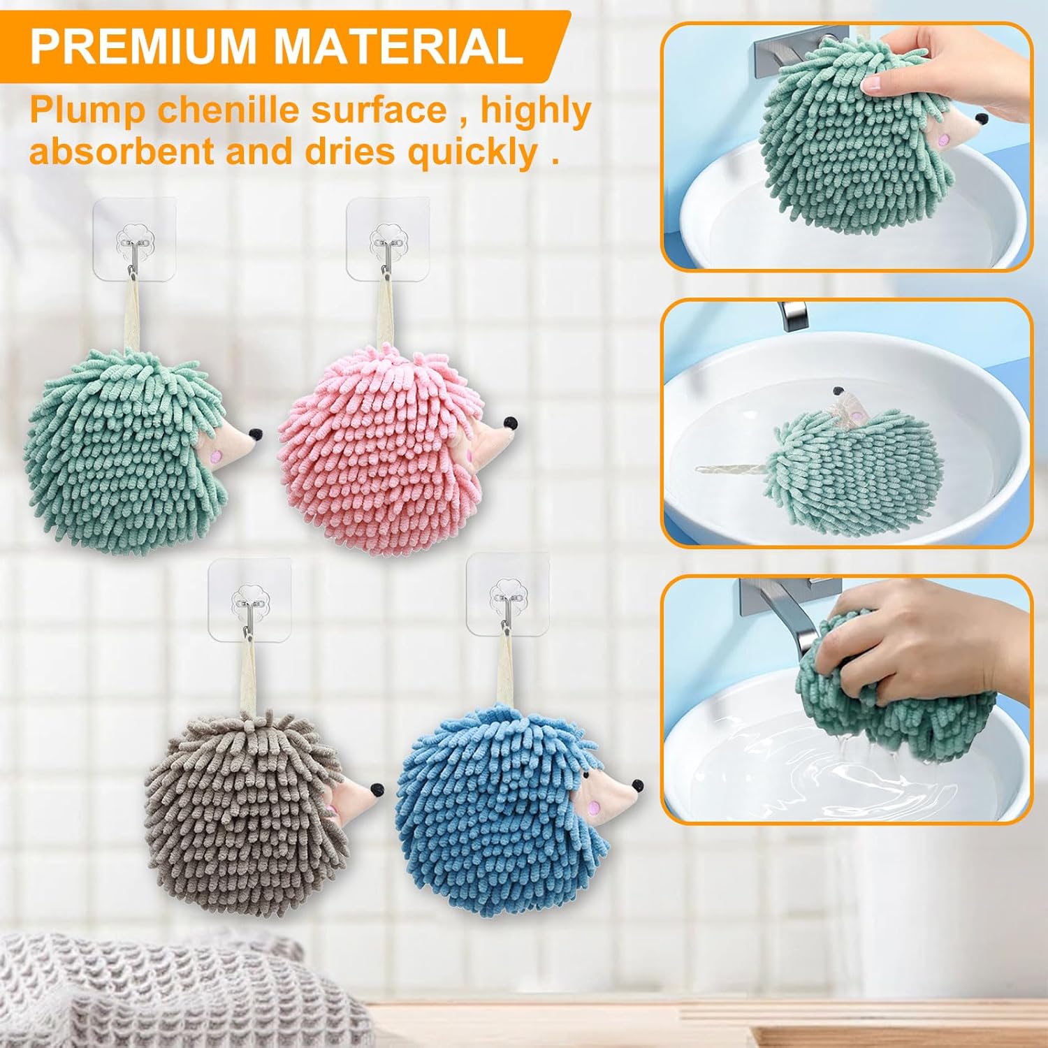4-Piece Fuzzy Ball Towels