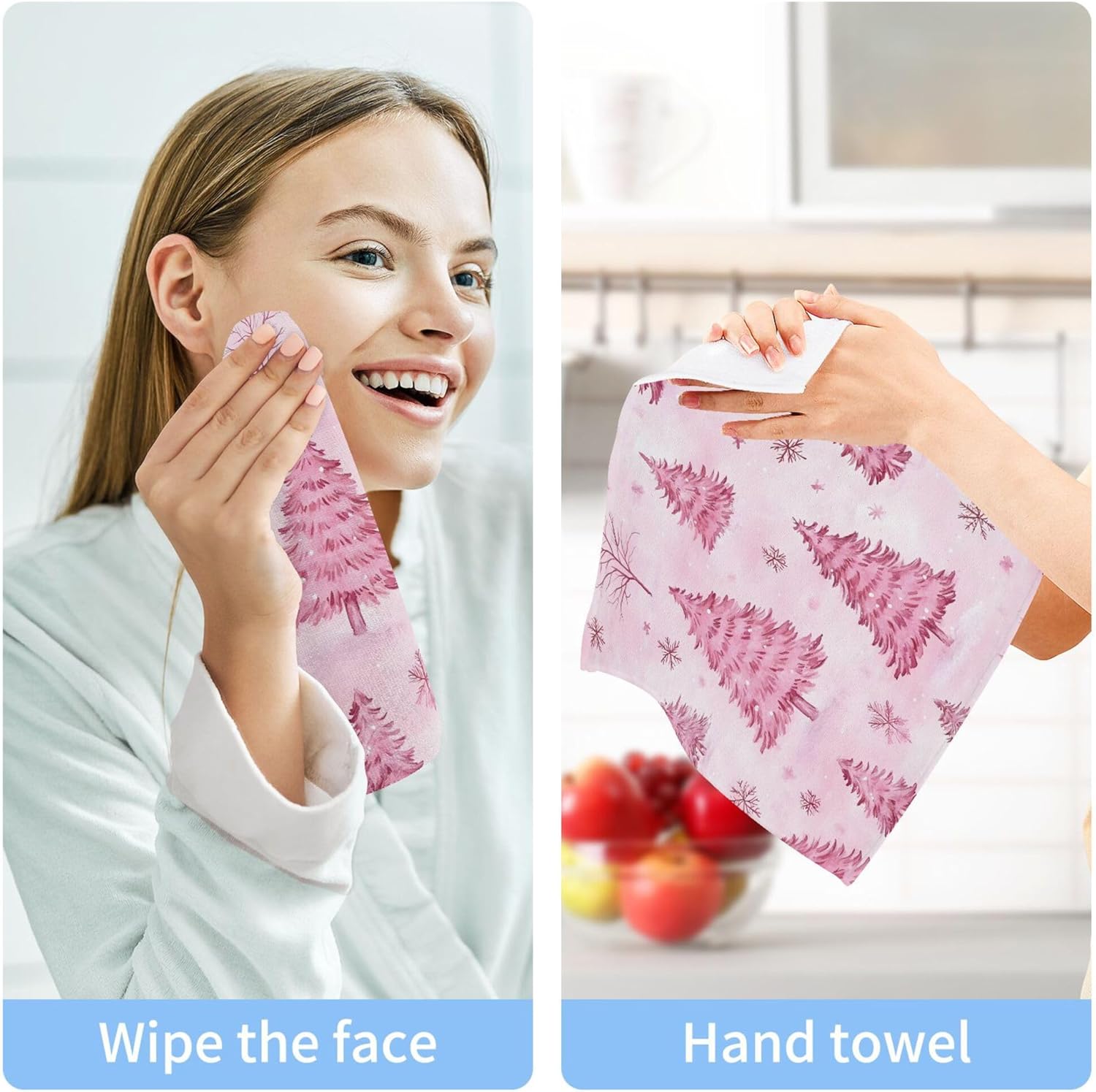 Xigua Christmas Washcloth Set - 12x12 Absorbent Towels for Home Kitchen Use