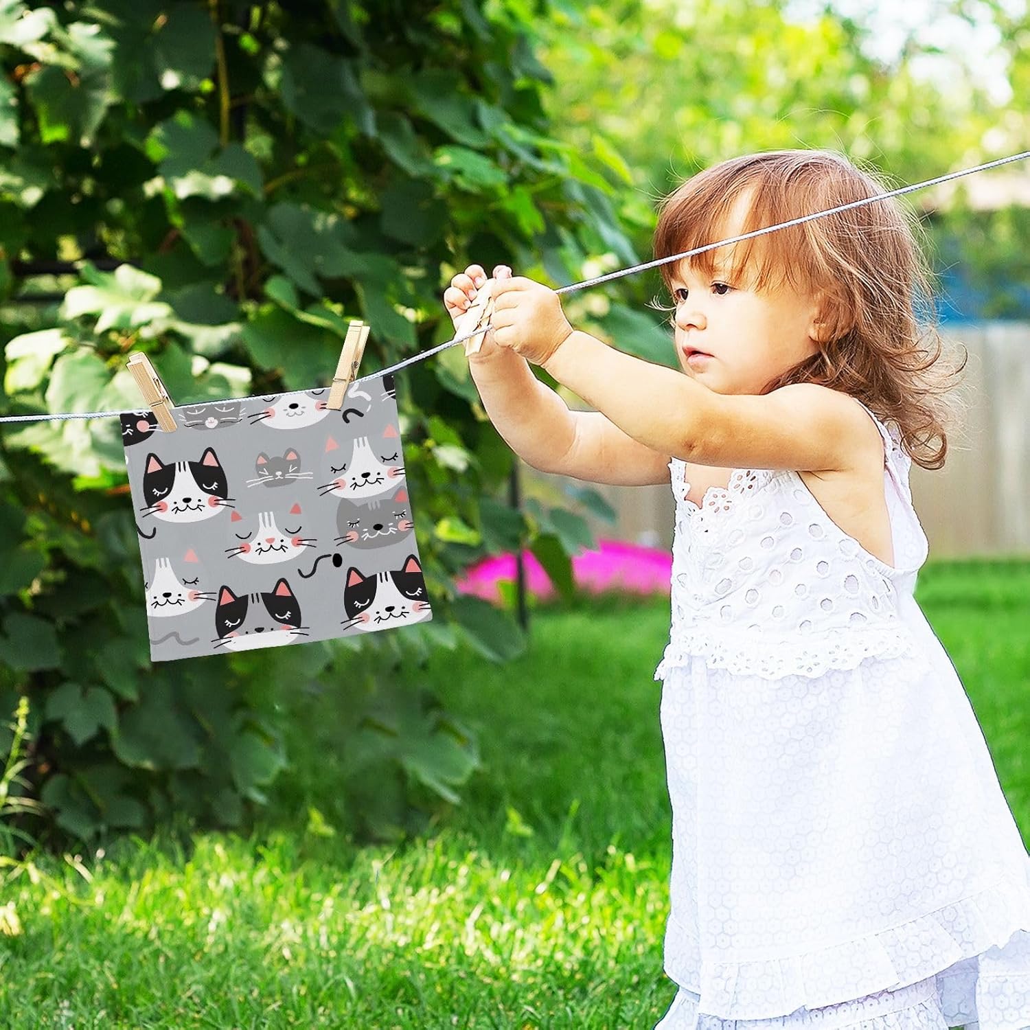 Cute Cat Washcloth Set for Babies Adults Reusable Soft Cotton Face Towels