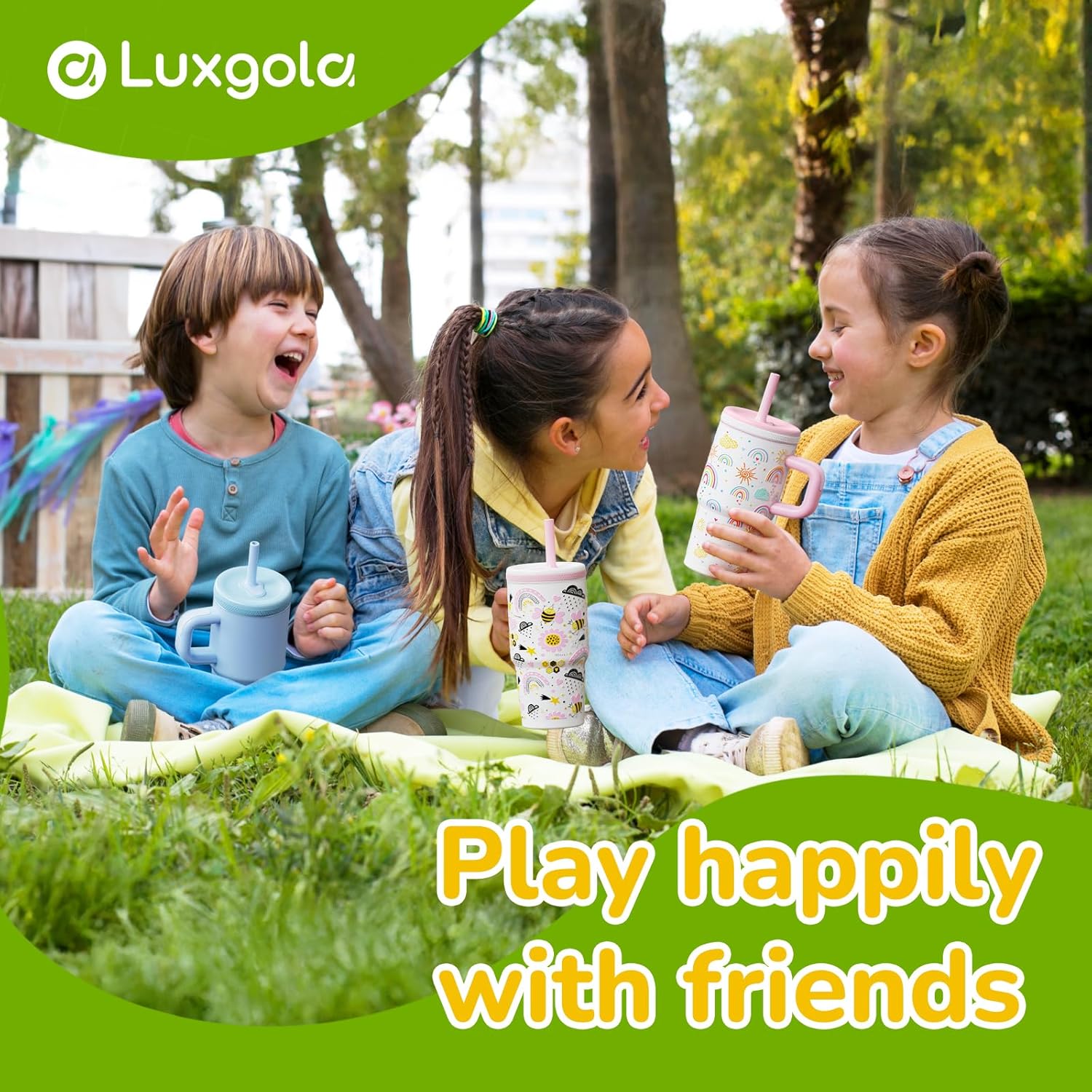 Luxgola Kids 20 oz Tumbler with Handle Leak-Proof Splish-Splash Safe
