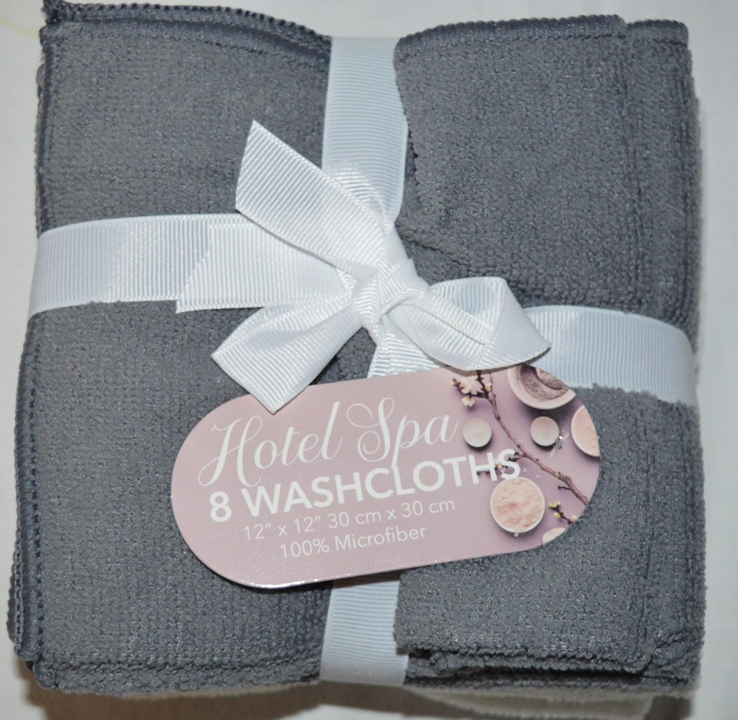 8Pack Microfiber Washcloths Gray White Hotel Washcloths Soft Effective Durable Lint-Free