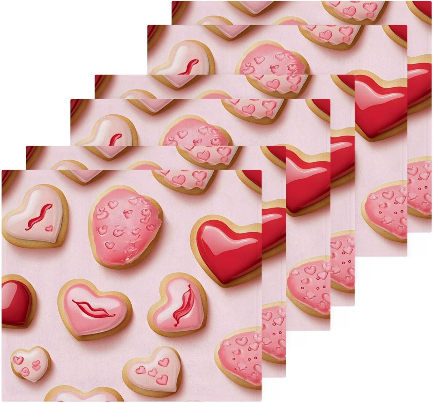Sweet Valentines Day Cookies Washcloth Set