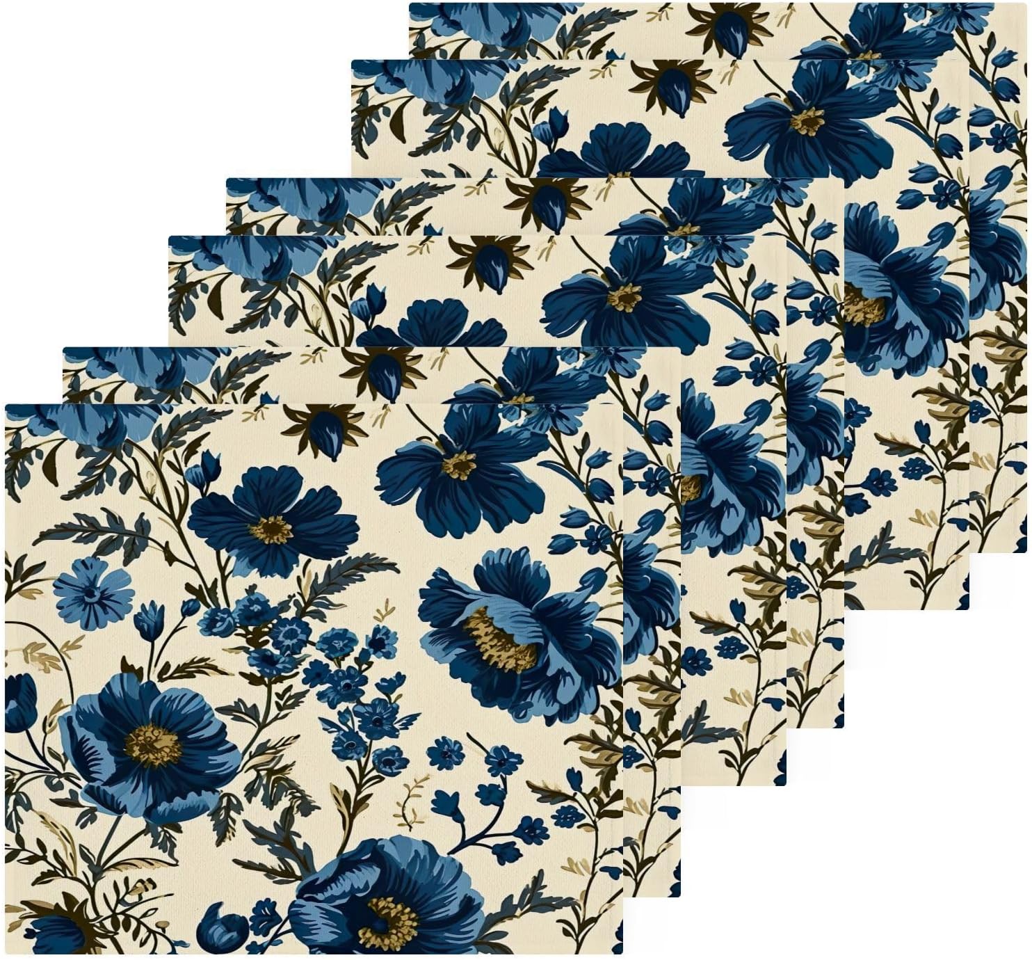 YETTASBIN Blue Flower Washcloths 2 Pack 1