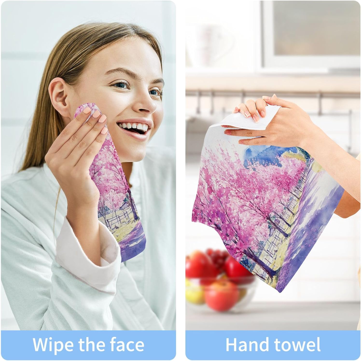 Cherry Blossom Washcloth Set - Fast Drying Multi-Purpose Towels