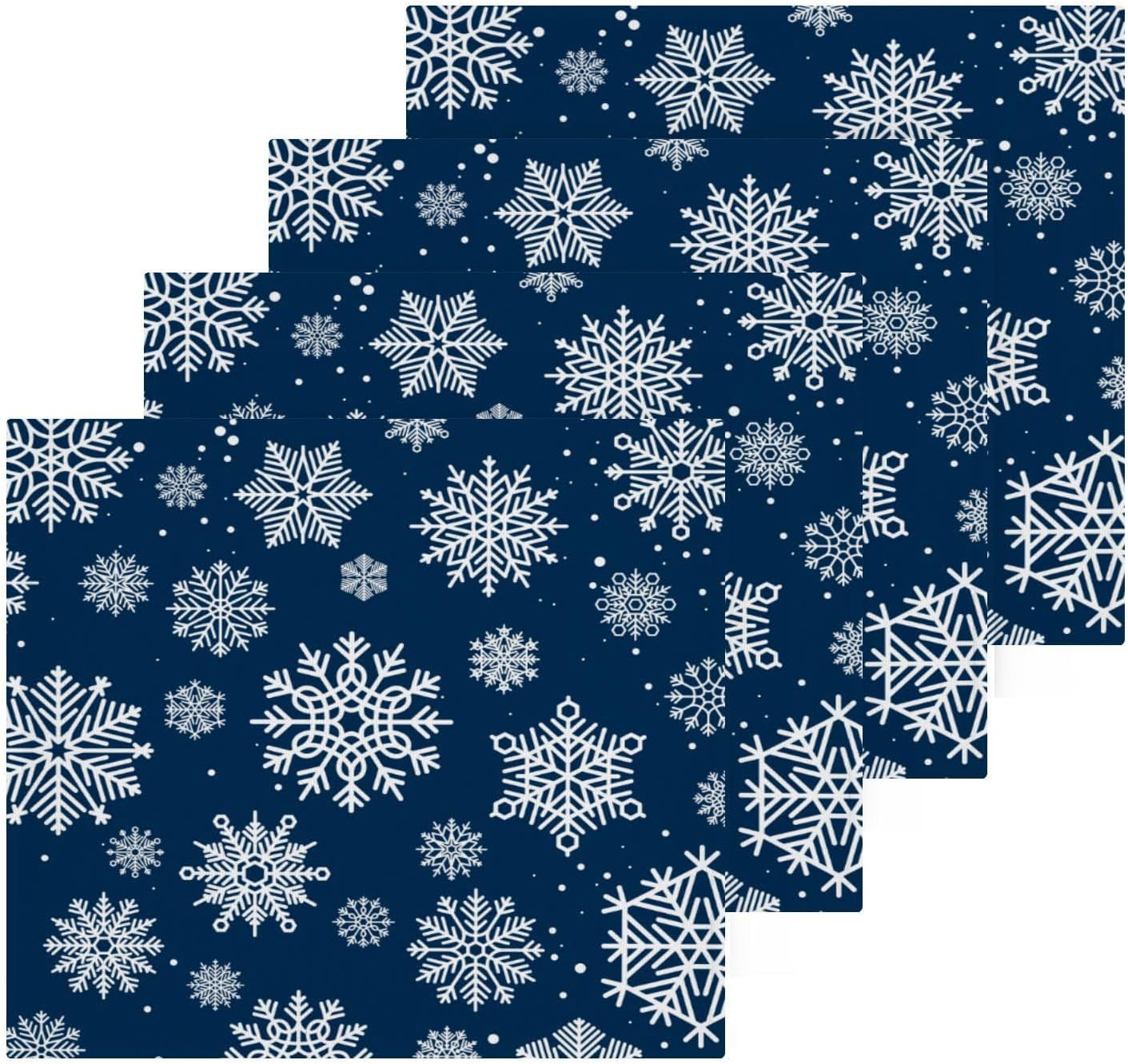 Clean Soft Blue Snowflakes Washcloth Set