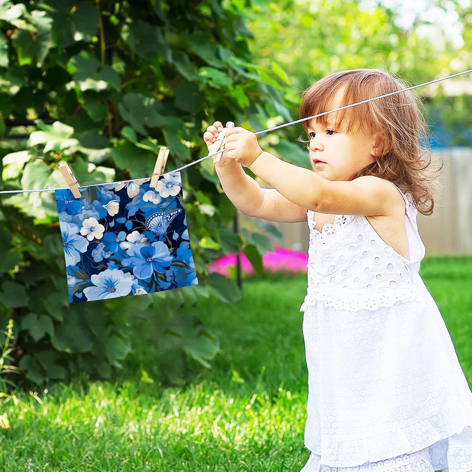 Blue Flower Washcloth Set - Soft Absorbent Reusable Towels for Babies Travelers