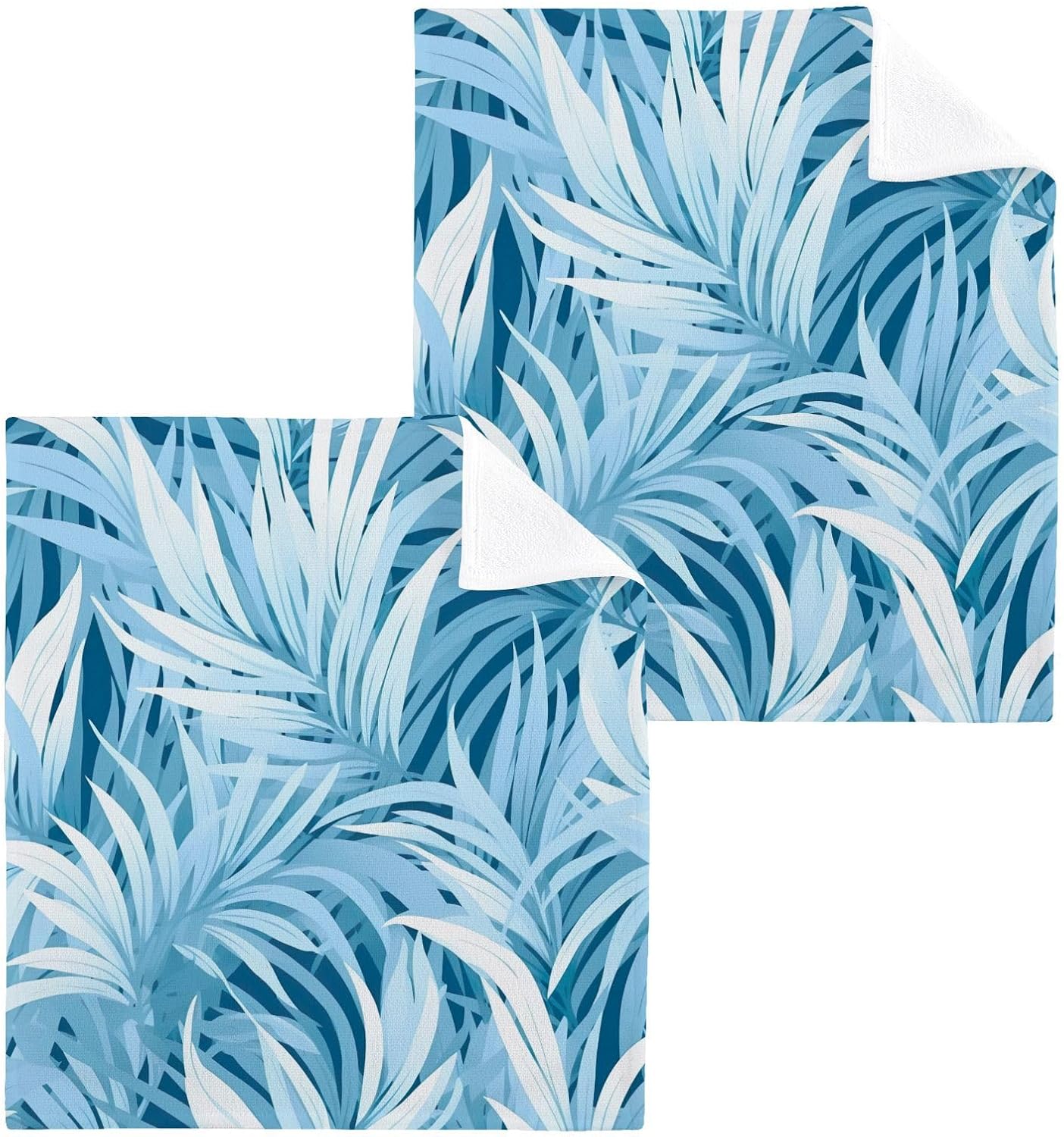 Blue Leaves Washcloth Set - Soft 12x12 Reusable Cotton Towels for Baby Beyond