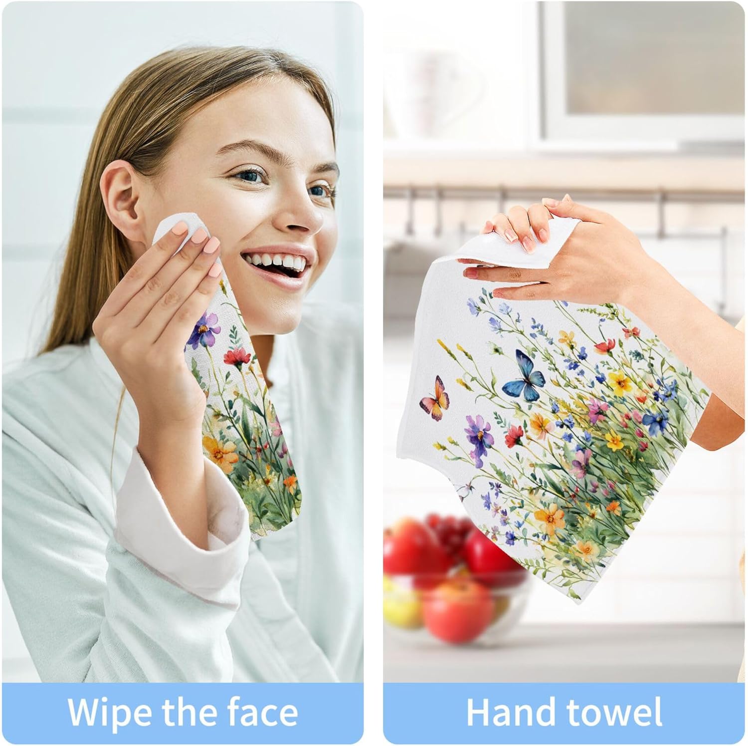 Xigua Wildflowers High-Quality Washcloth Set for Easy Cleaning and Drying