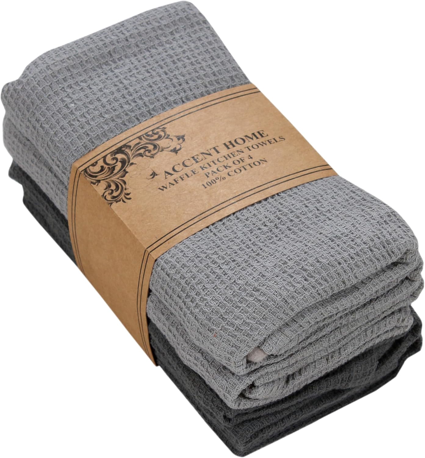 Set of 4 100 Cotton Waffle Weave Kitchen Towels Soft Durable Absorbent