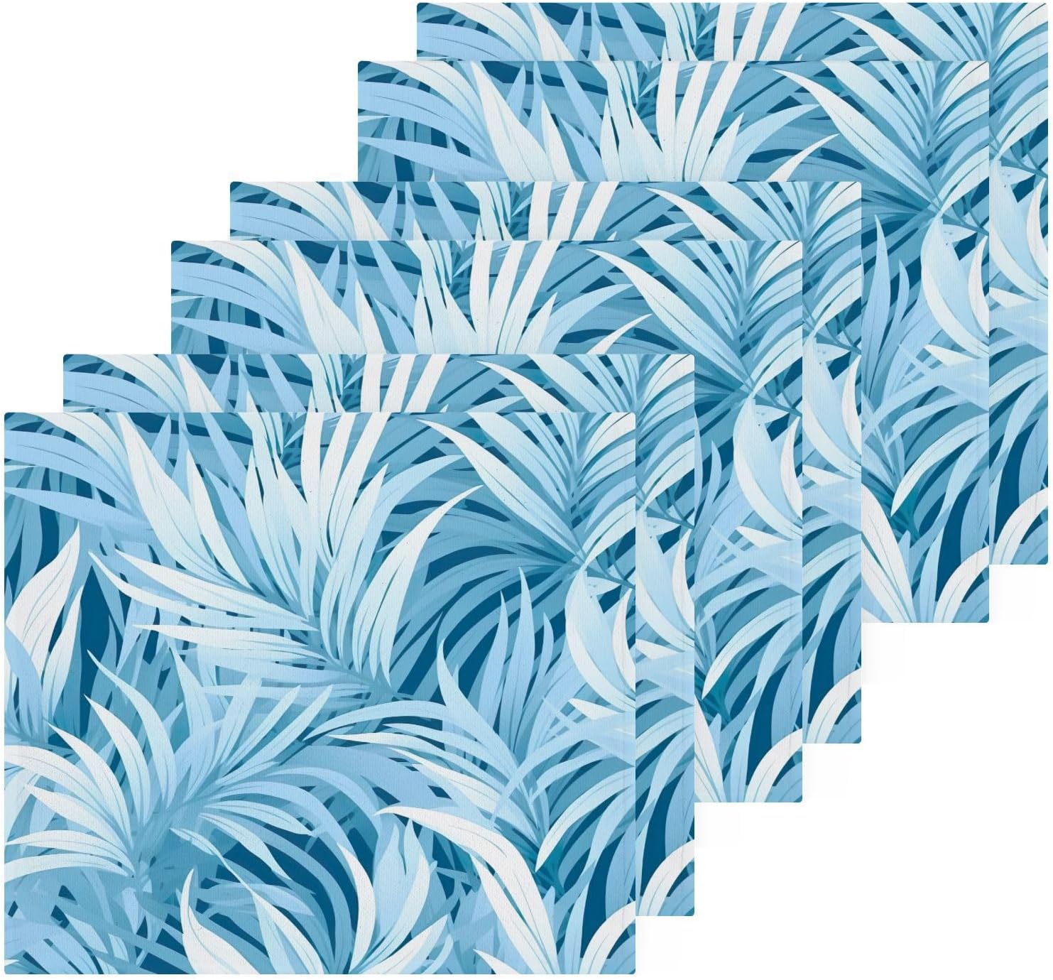 Blue Leaves Washcloth Set - Soft 12x12 Reusable Cotton Towels for Baby Beyond