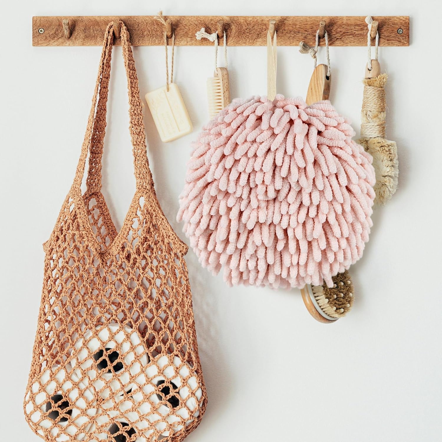 Chenille Fuzzy Ball Hand Towels for the Bathroom - Quick Dry Absorbent