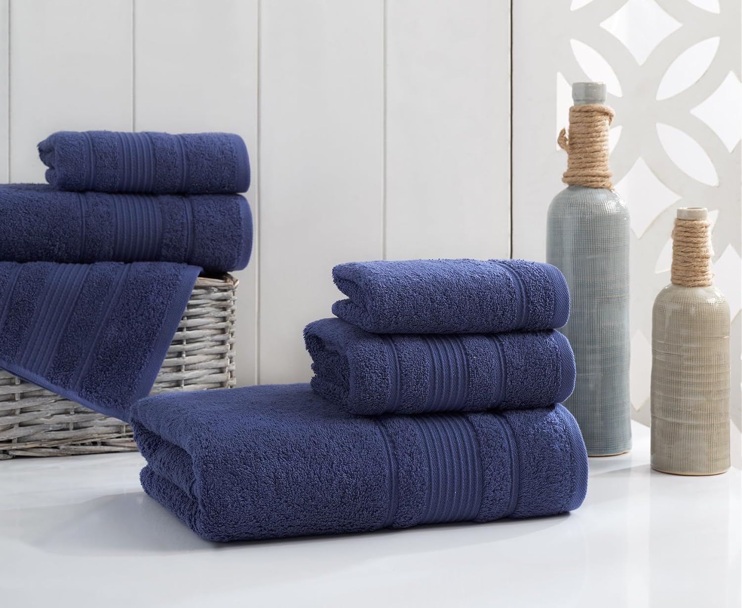 Personalized Navy Blue Monogram Hand Towels Set 2 Piece
