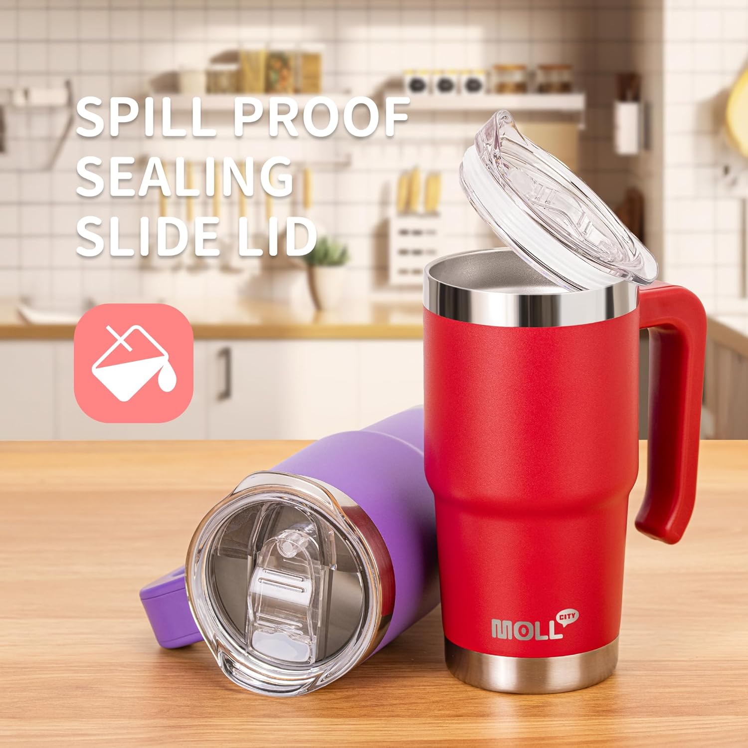 Travel-friendly stainless steel tumbler mug with lid and straw for kids