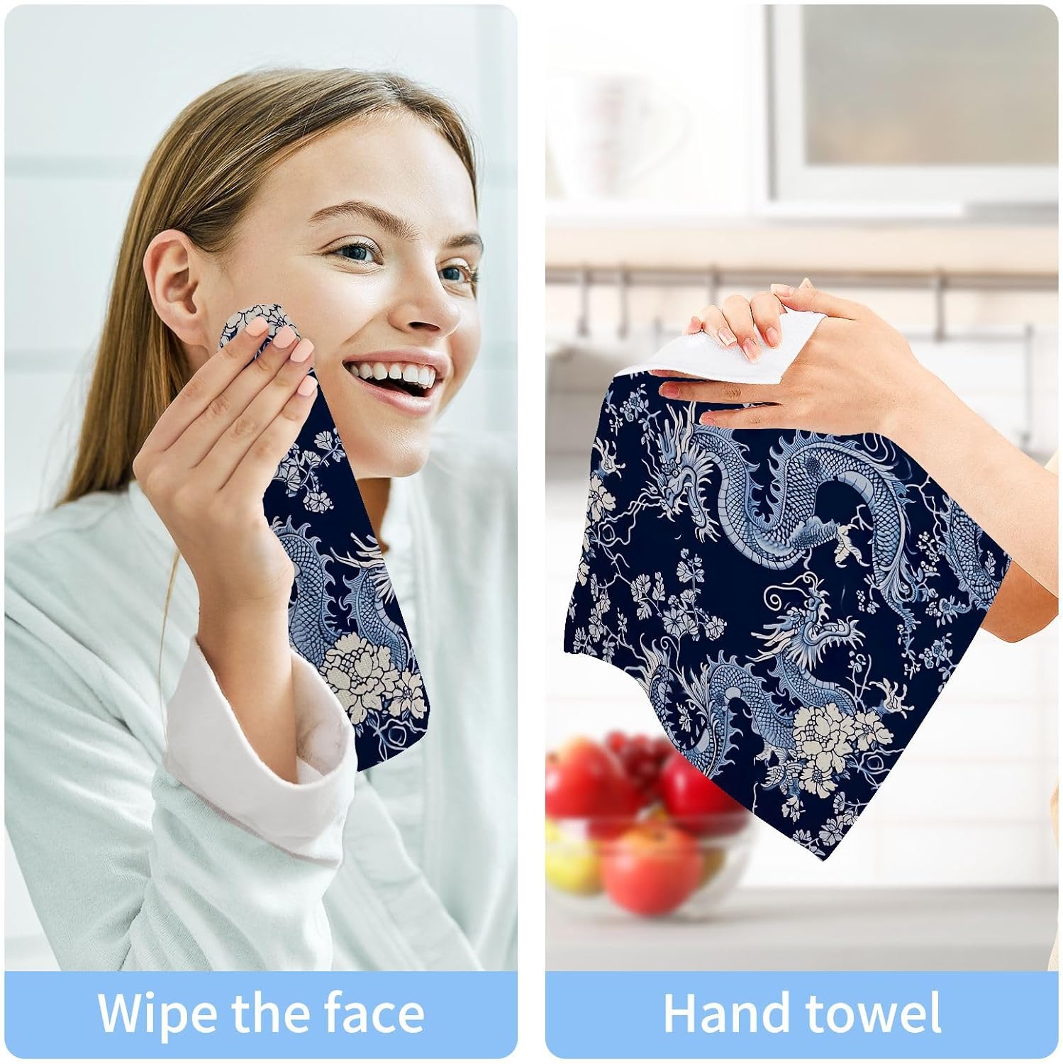 Chinese Dragon Soft Absorbent Washcloth 2-Pack