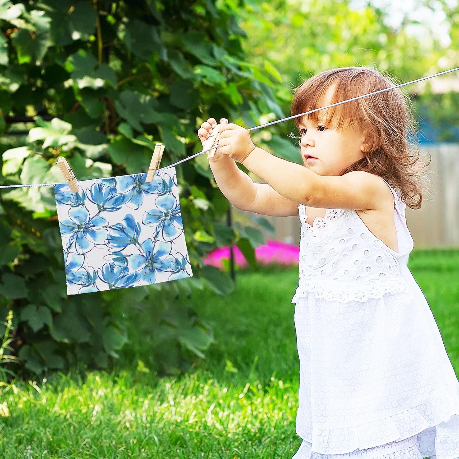 Blue Flower Washcloth - Soft Absorbent for Babies