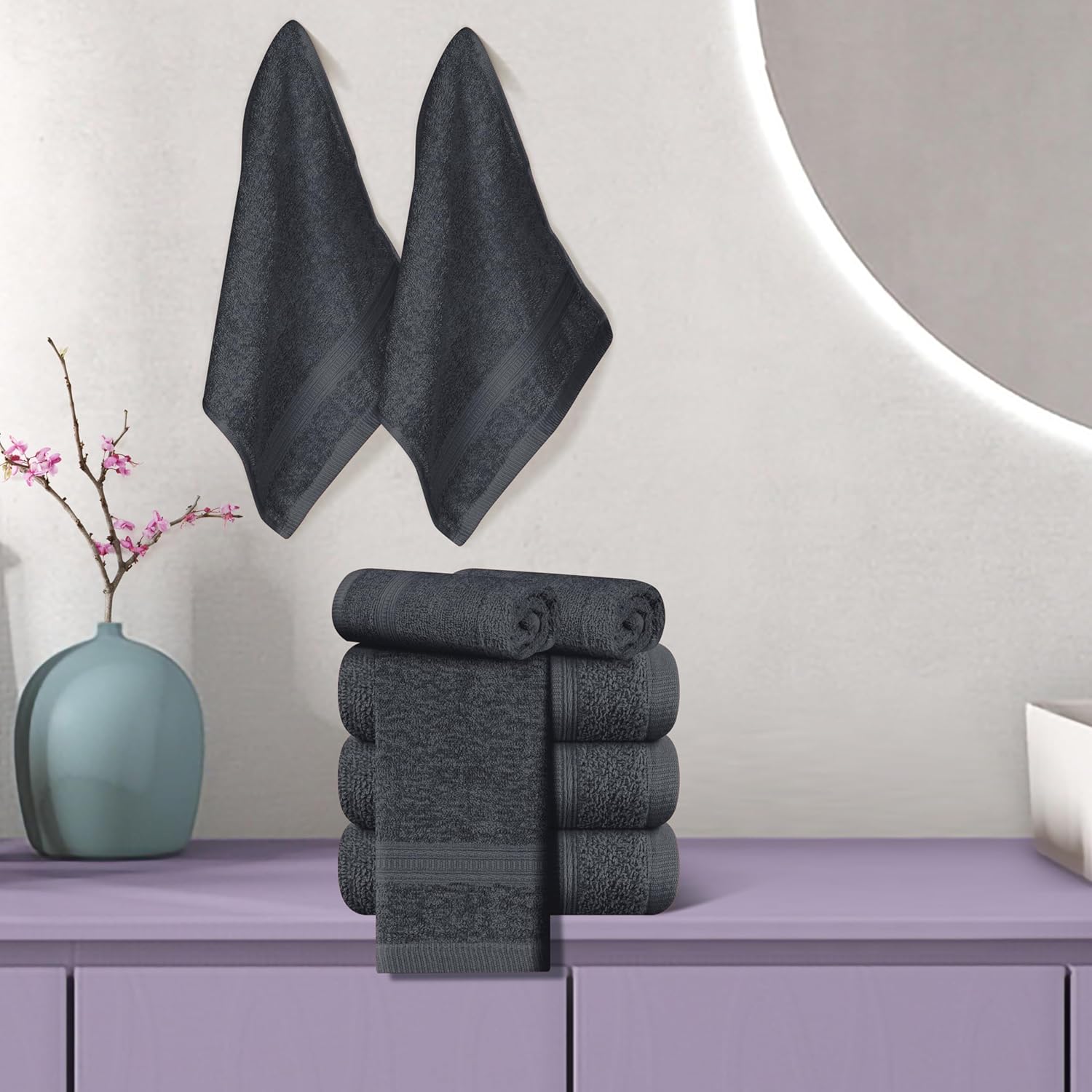 BOUTIQUO Ultra Soft Cotton Washcloths 12 Piece Set