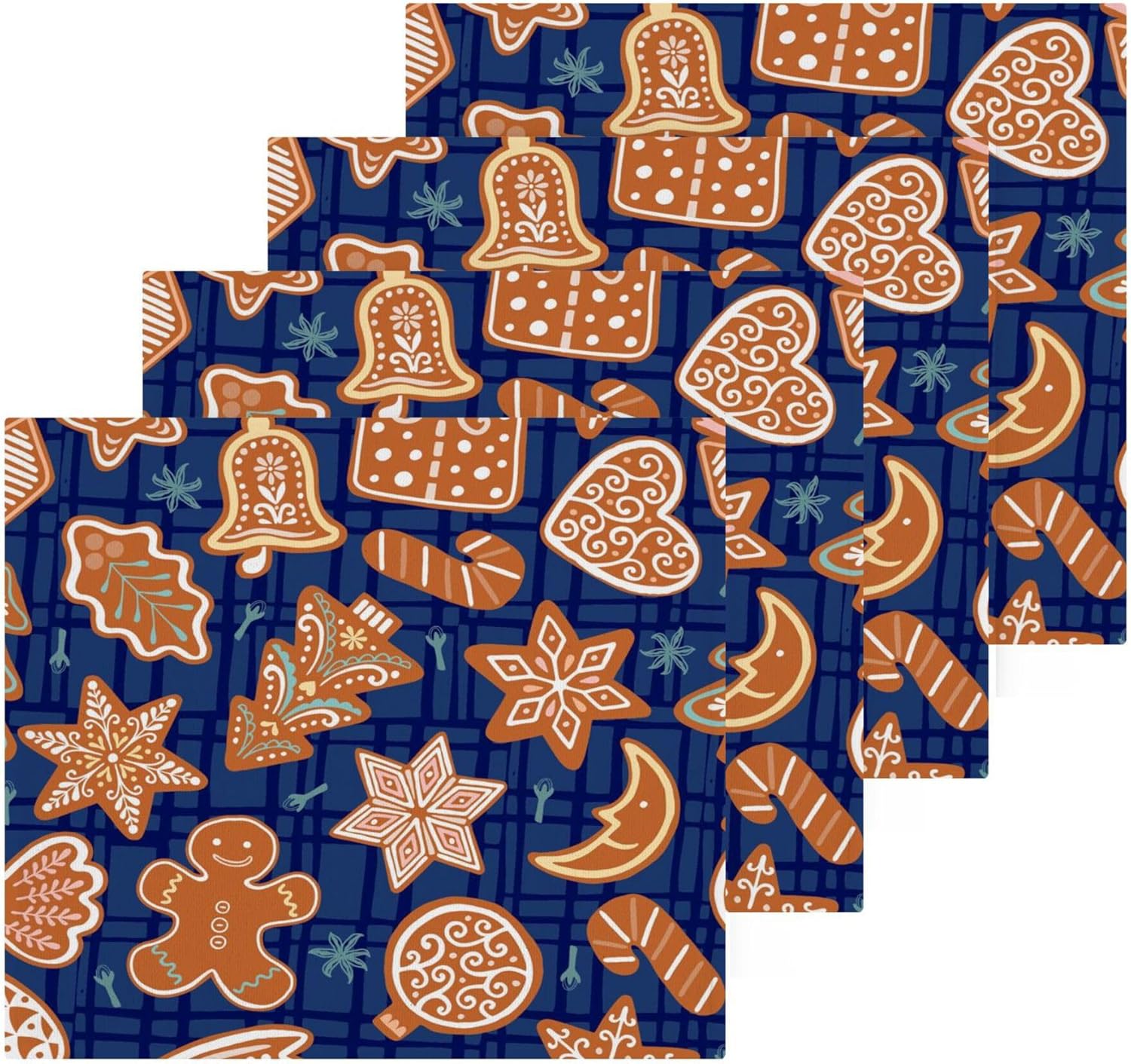 christmas gingerbread man washcloth set with 2-12 pieces