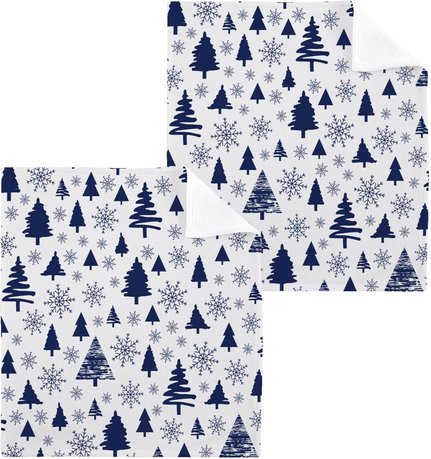 Xigua Christmas Tree Fast-Drying Washcloth Set 12-Inch Set of X