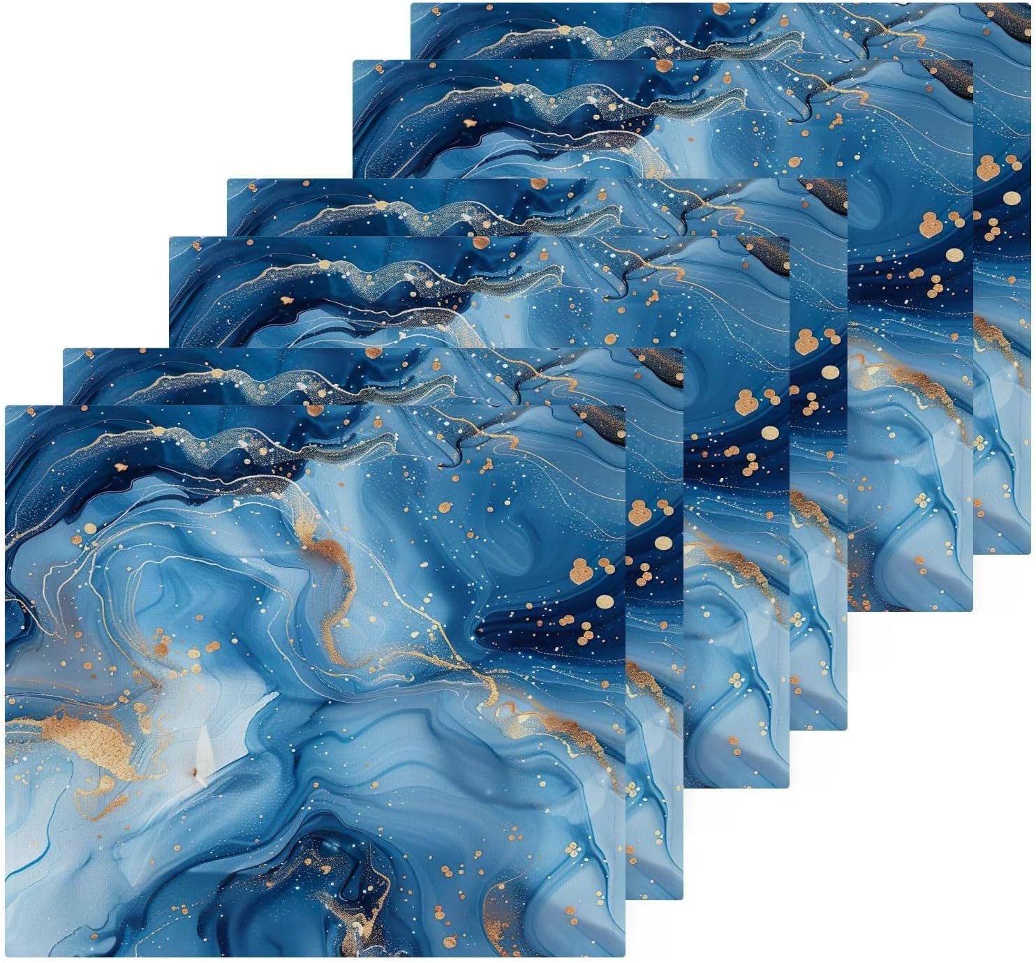 Bliss Blue Gold Marble Washcloths 2
