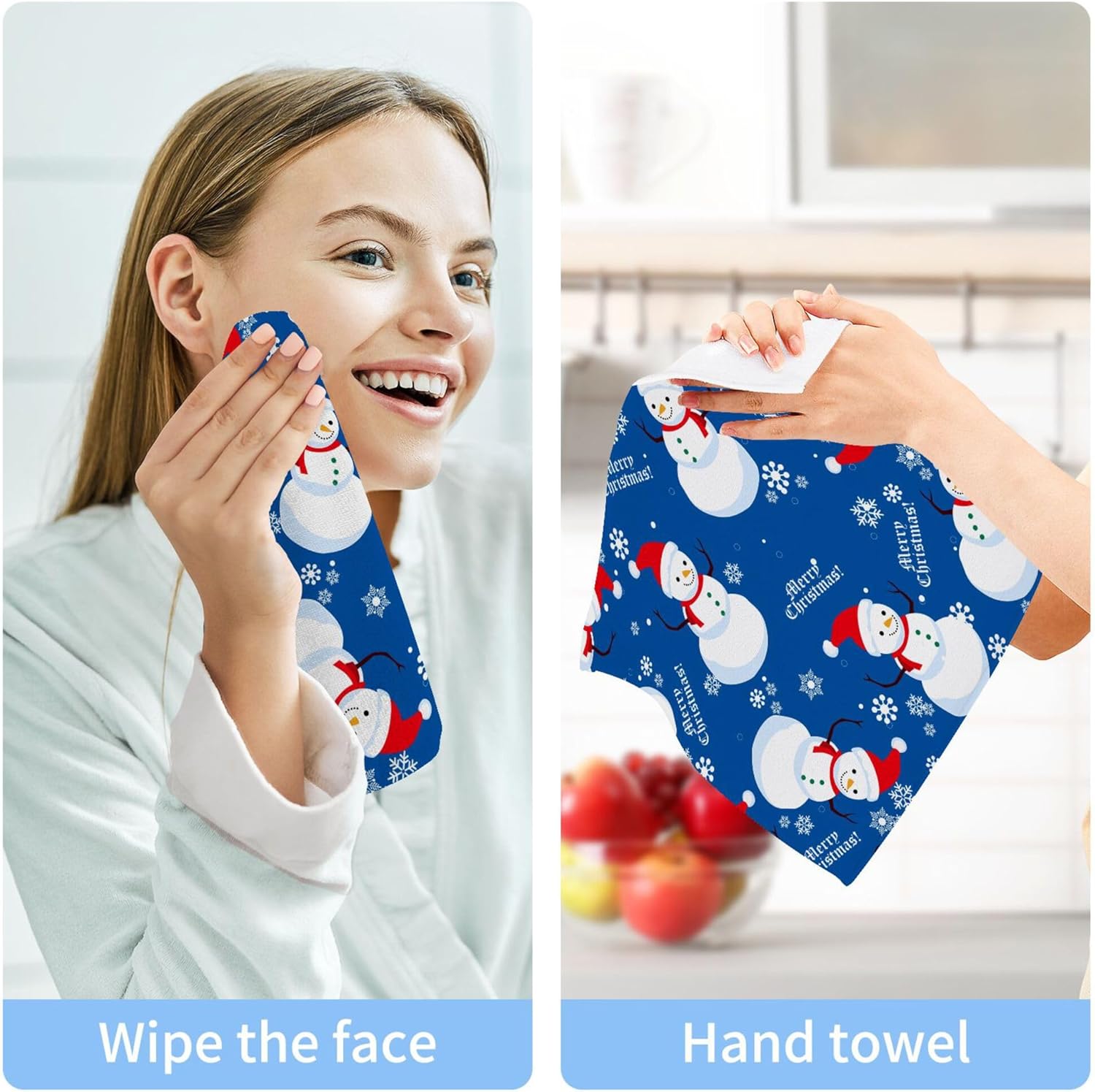 Xigua Christmas Snowman Washcloths Set of 2 12x12 Inch