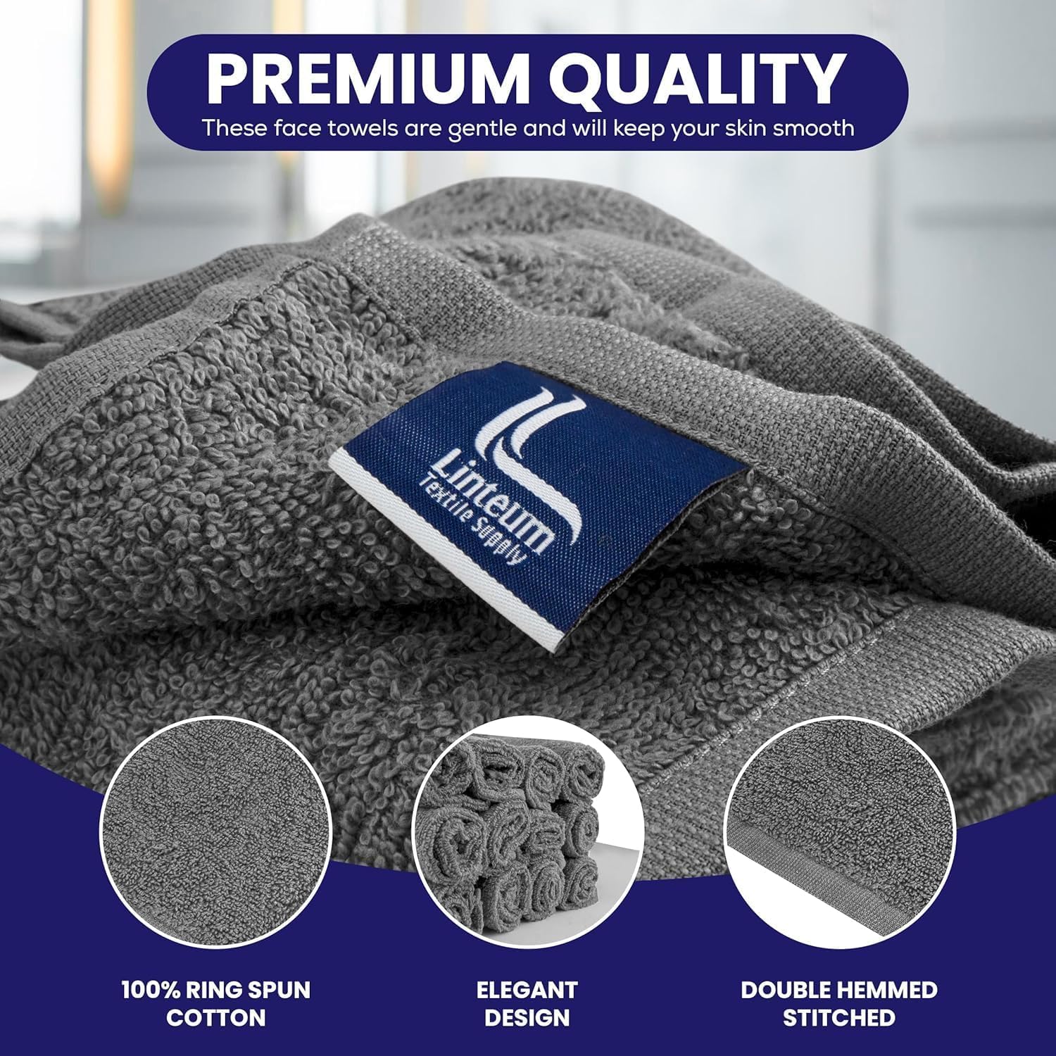 Luxury Soft Microfiber 12x12 Washcloths 12 Pack