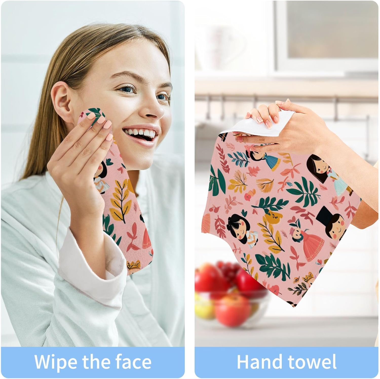 Xigua Cartoon Characters Washcloth SetFast-Drying Towels for Bathroom Kitchen and Travel