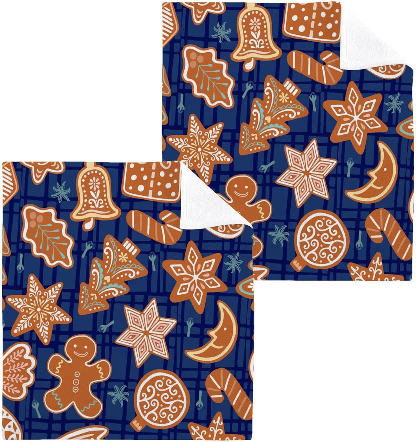 christmas gingerbread man washcloth set with 2-12 pieces