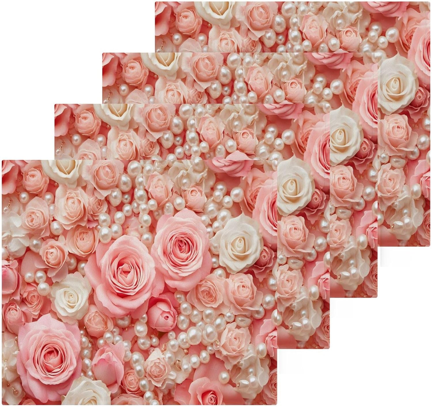 Xigua Roses and Pearls Washcloths Set of 2 1