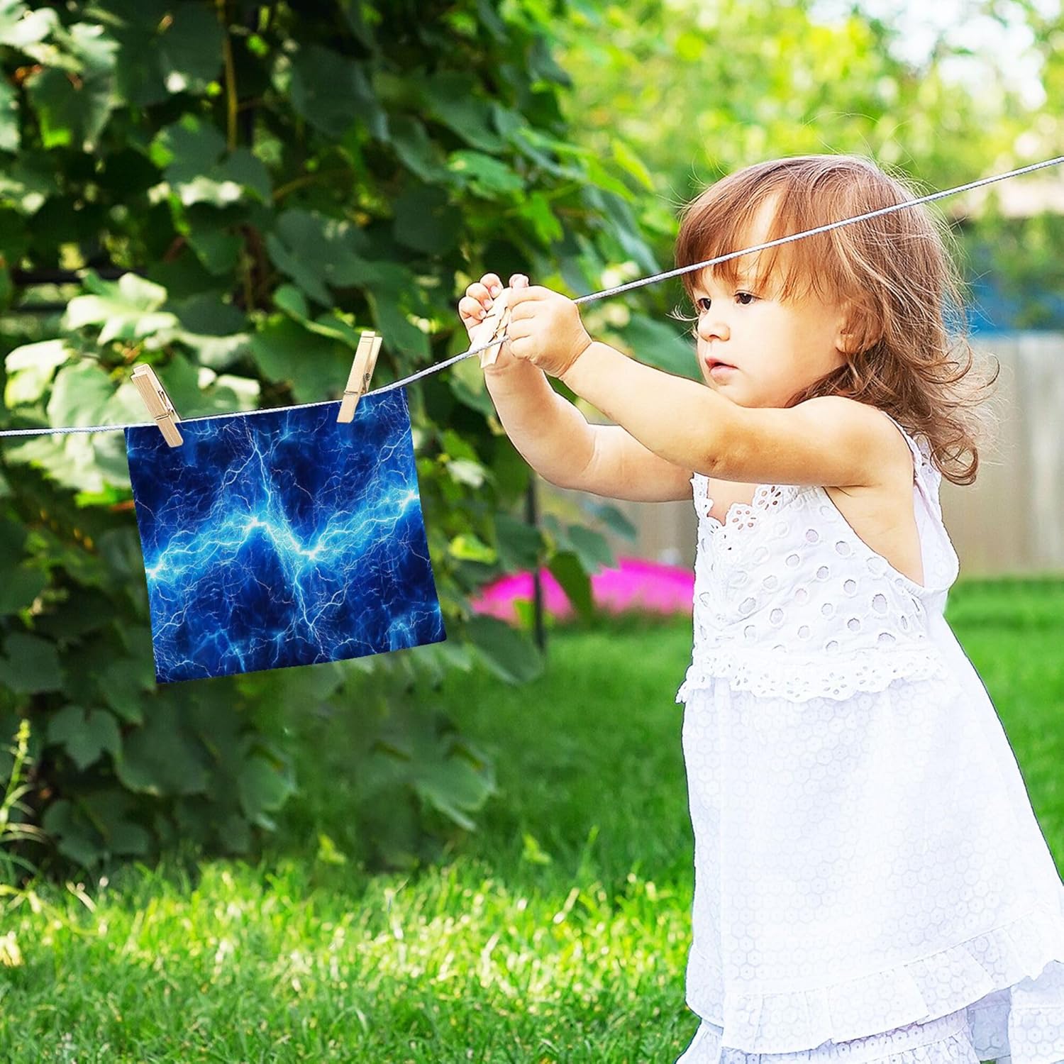 Fast-Drying 12x12 Inch Blue Lightning Washcloth Set
