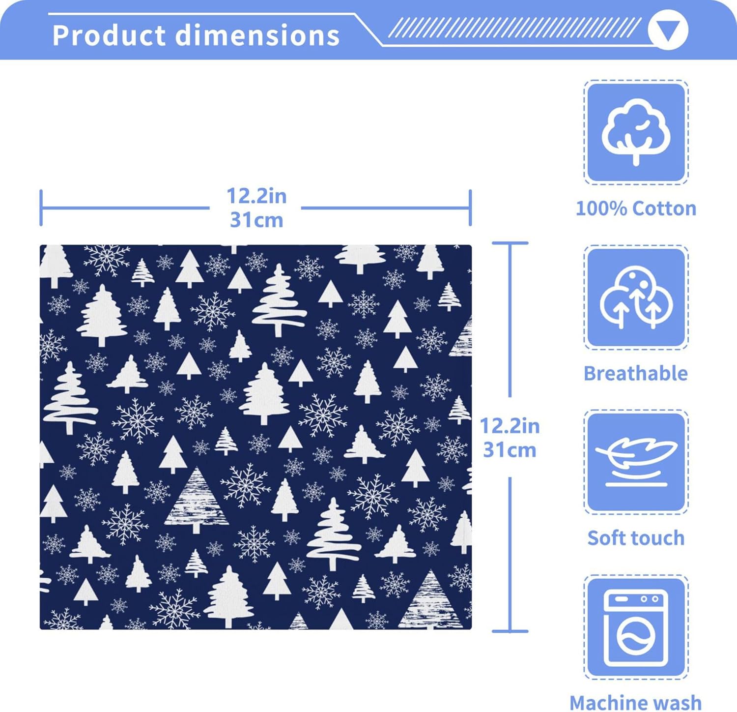 Xigua Christmas Trees Washcloth Set 212 Pcs 12x12inch Fast Drying Multi-Purpose Use