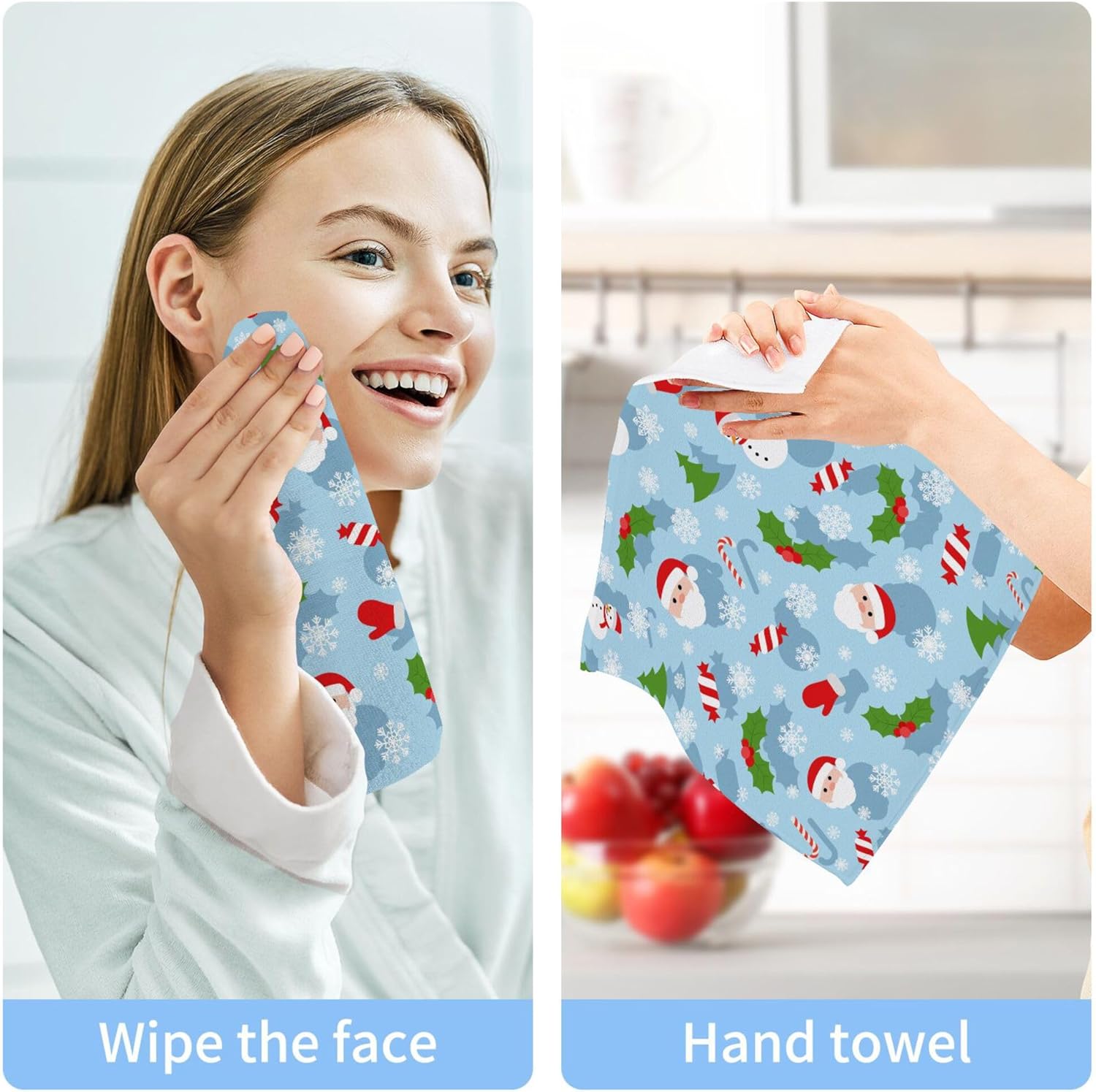 Stylish Christmas Santa Washcloth Set - Eco-Friendly Fast Dry Multi-Purpose Towels