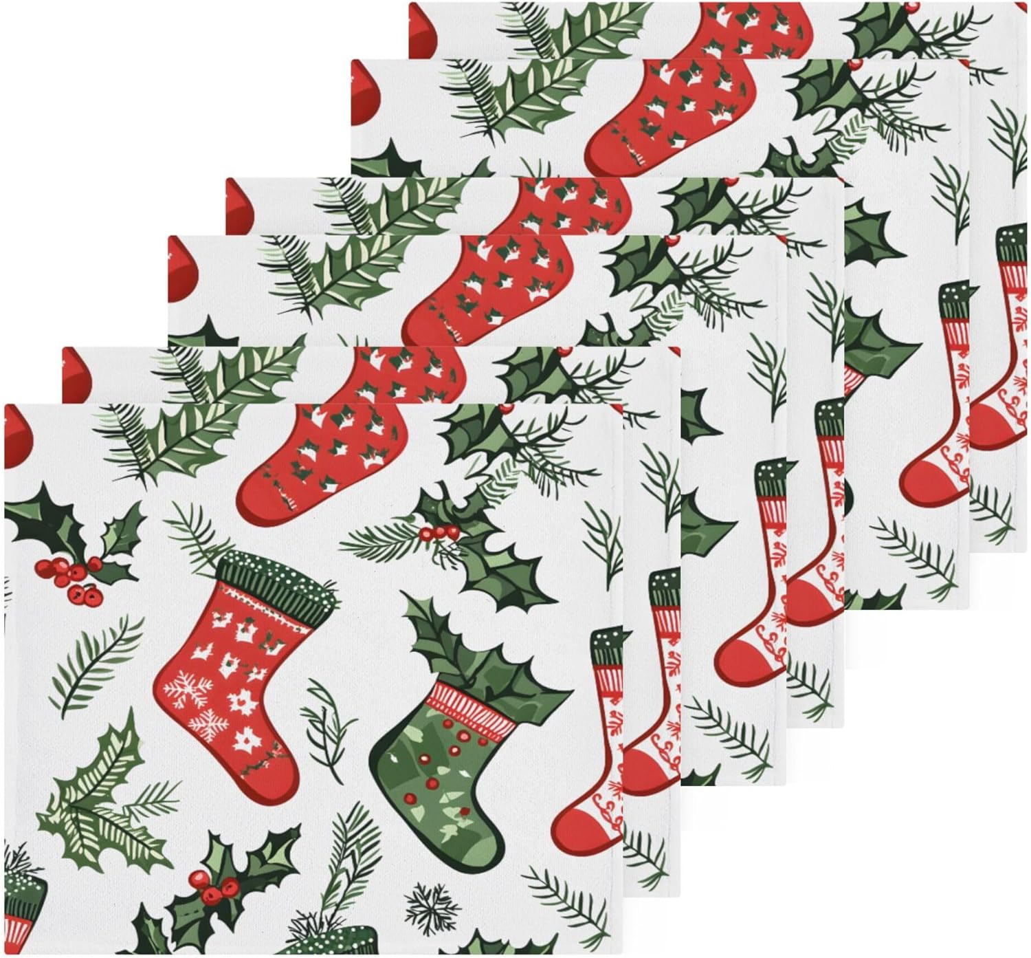 Xigua Christmas Socks Washcloths Set of 2 - 12x12 Inch