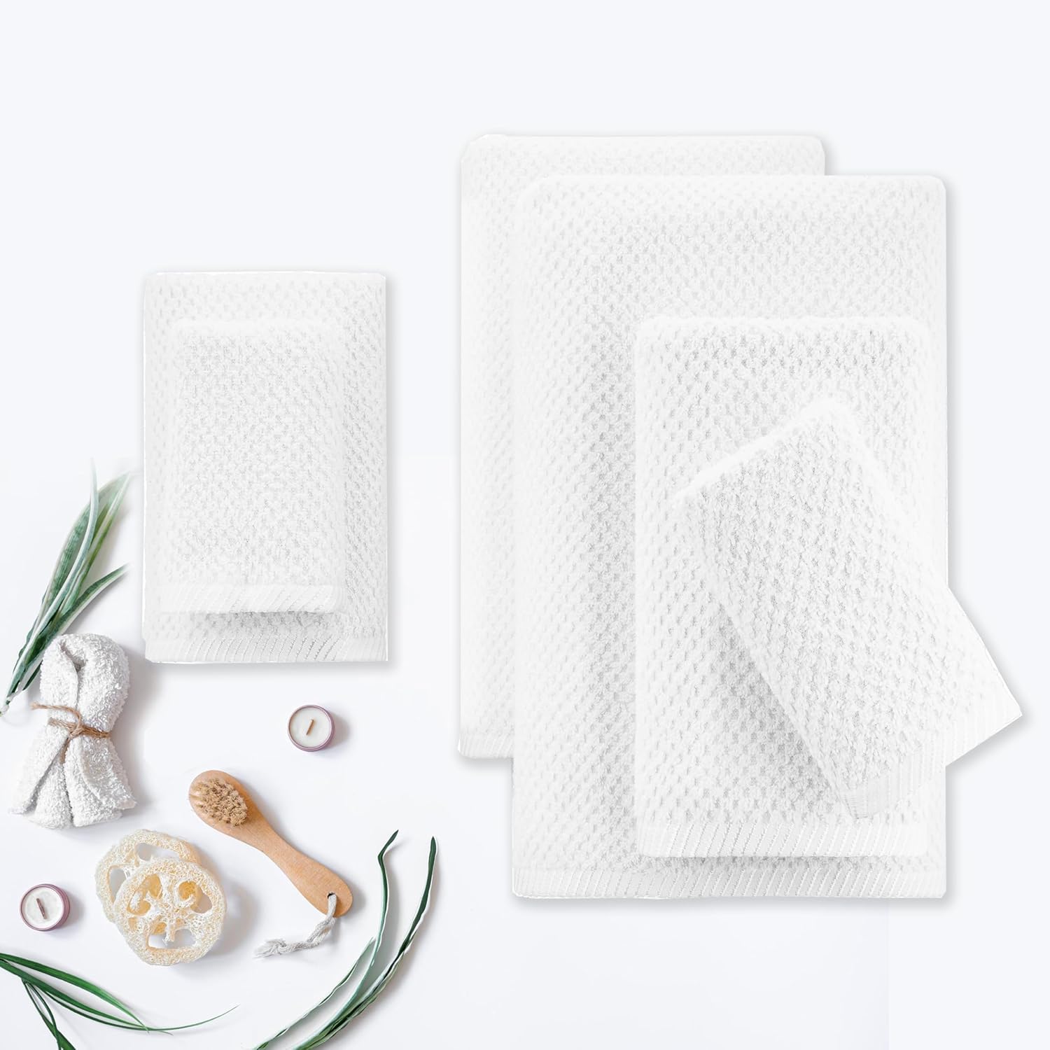 CASA COPENHAGEN Popcorn Towel Set 6 Pieces White 1
