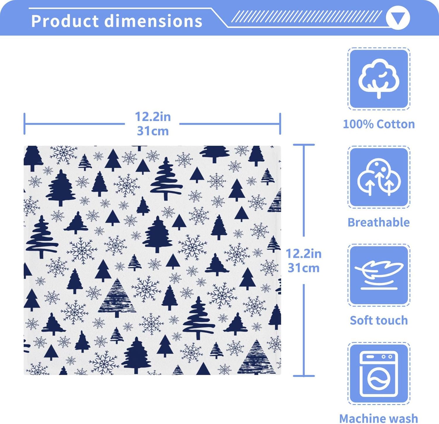 Xigua Christmas Tree Fast-Drying Washcloth Set 12-Inch Set of X