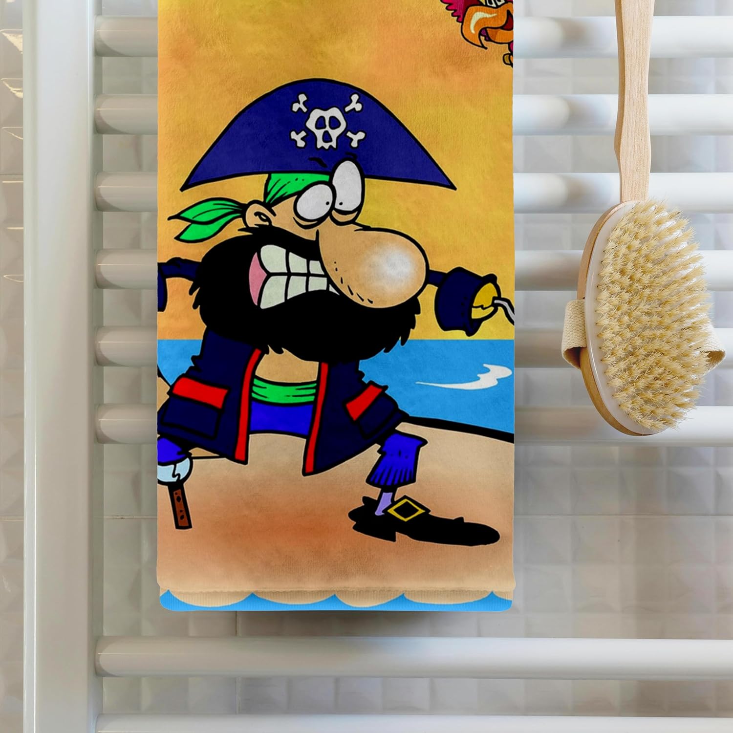22x30 Bath Towel - Captain Hook Parrot Design - Terry Cotton Towel