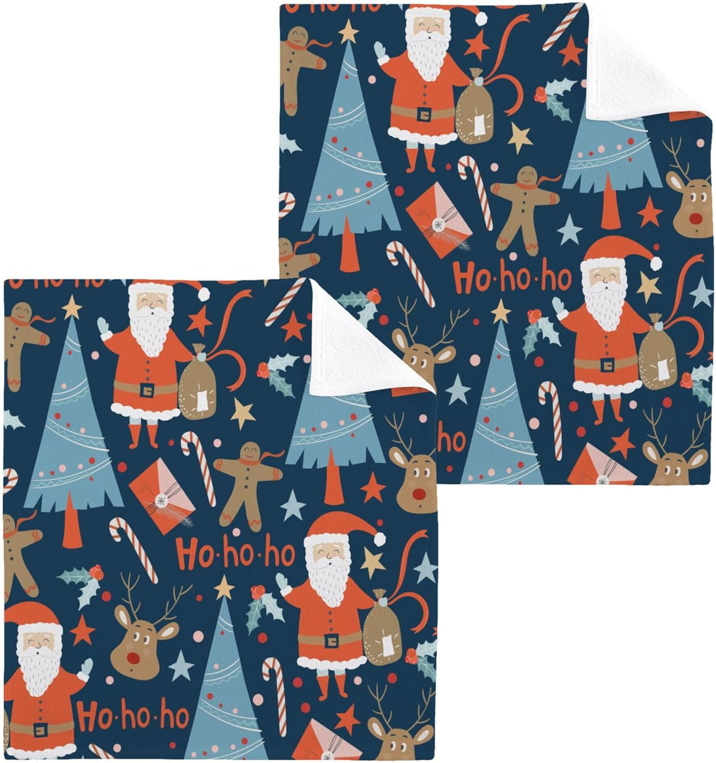 Xigua Christmas Santa Washcloth Set - Perfect for Bath Kitchen and Travel