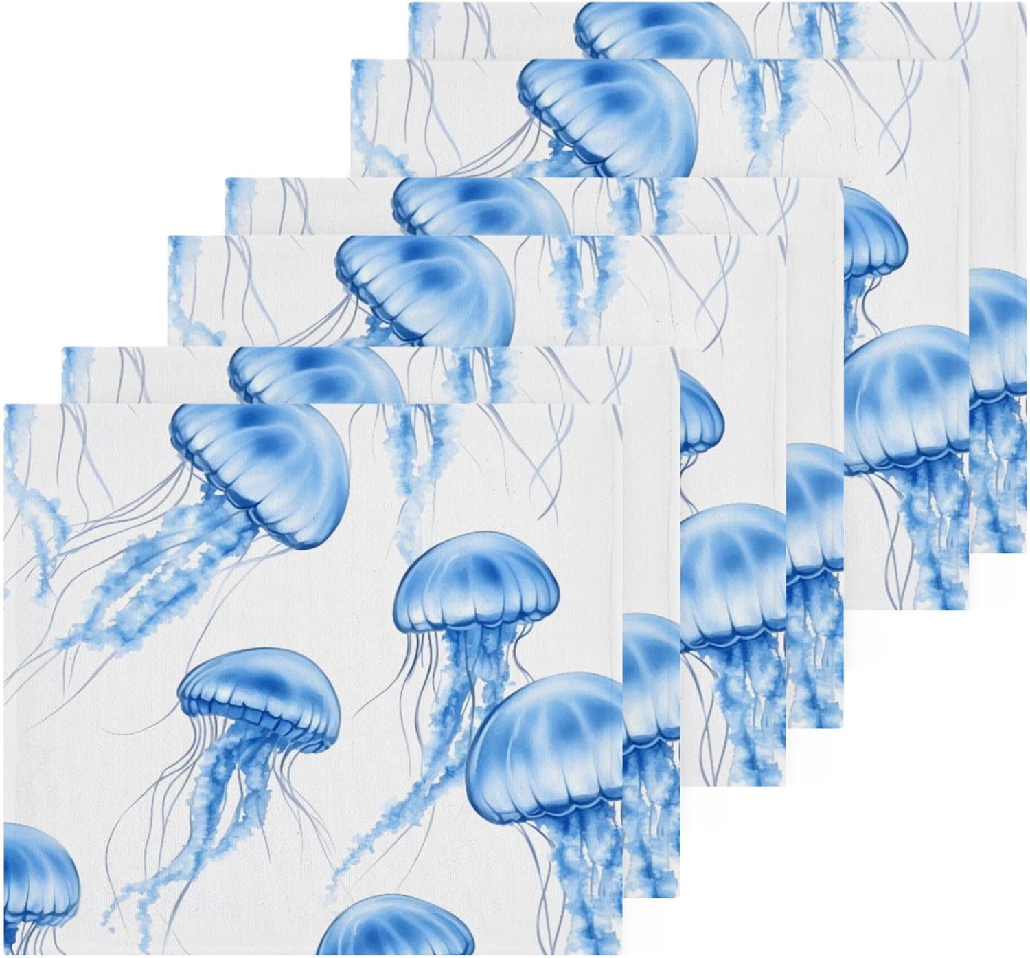Xigua Watercolor Blue Jellyfish Washcloth Set