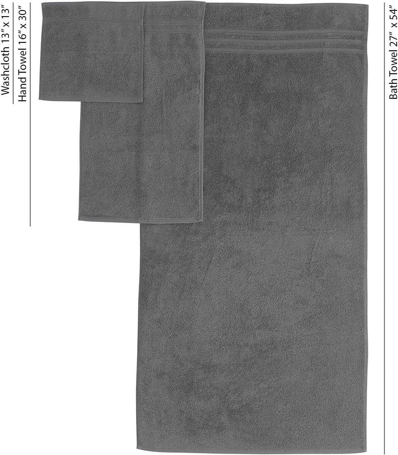Hawmam Linen 6-Piece Grey Bath Towels