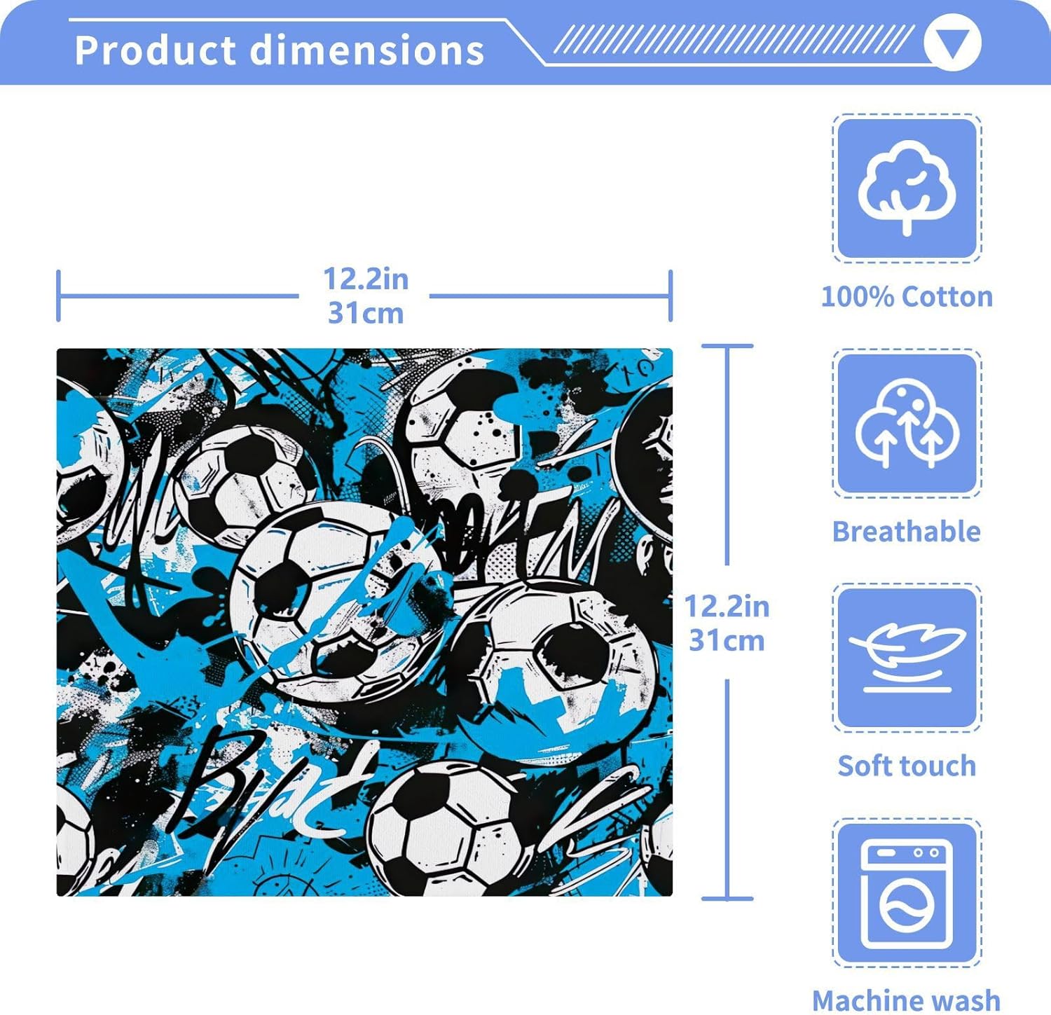 Two-Piece Football Graffiti Washcloth Soft AbsorbentReusable bath towel