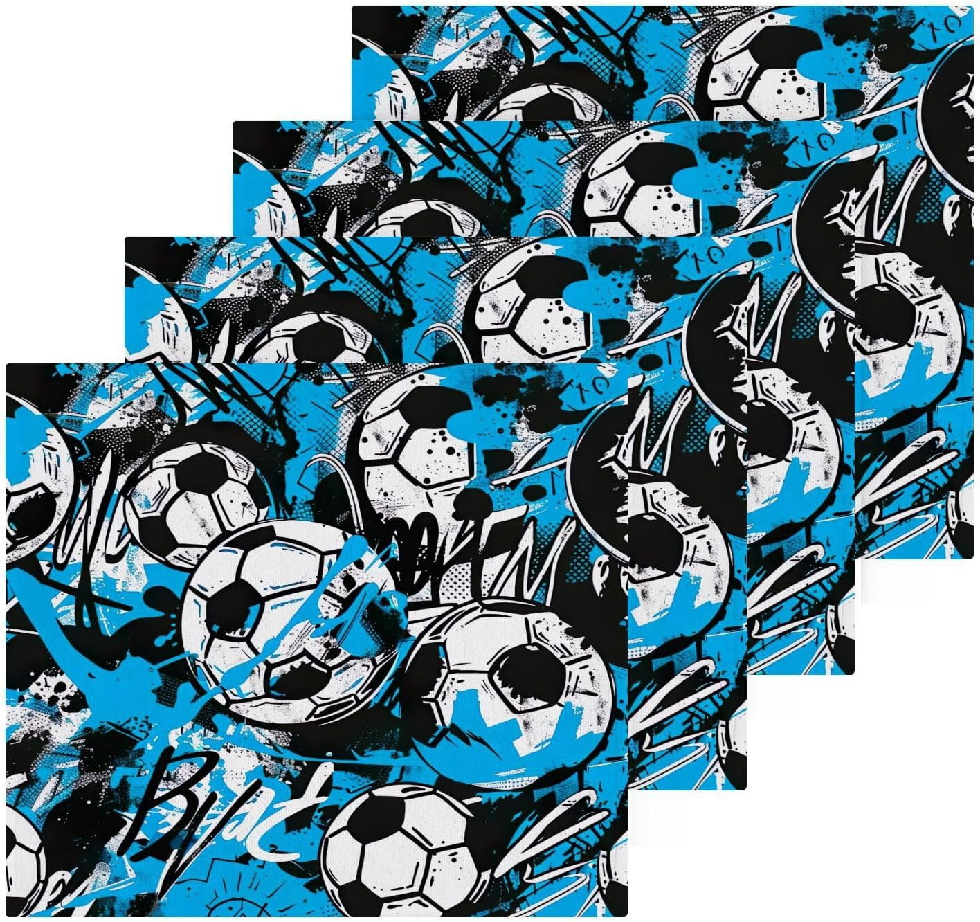 Two-Piece Football Graffiti Washcloth Soft AbsorbentReusable bath towel