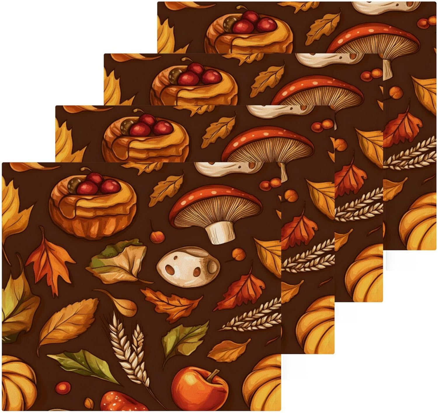 Xigua Autumn Elements Washcloth Set for Bath Kitchen