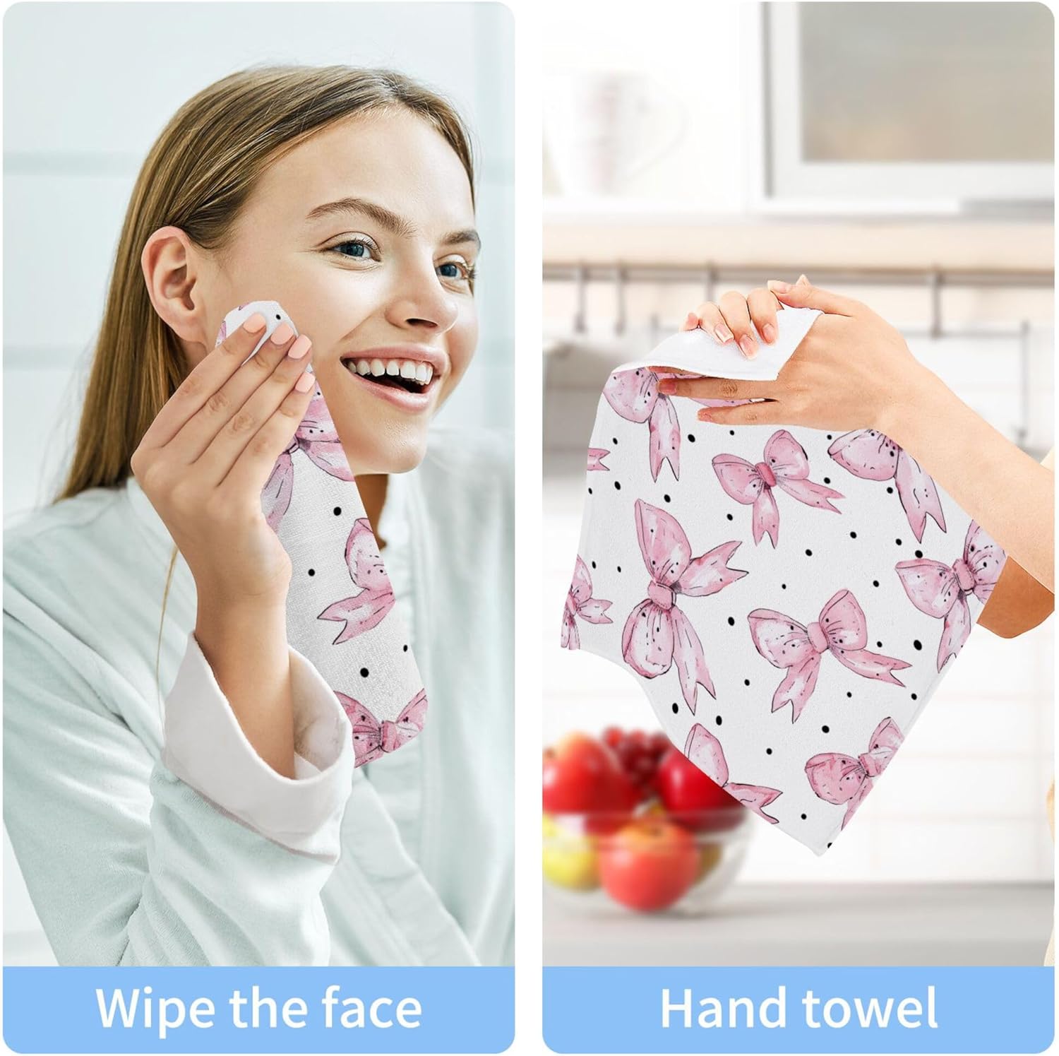 Xigua Bows Washcloths Set of 2 12x12 Inch
