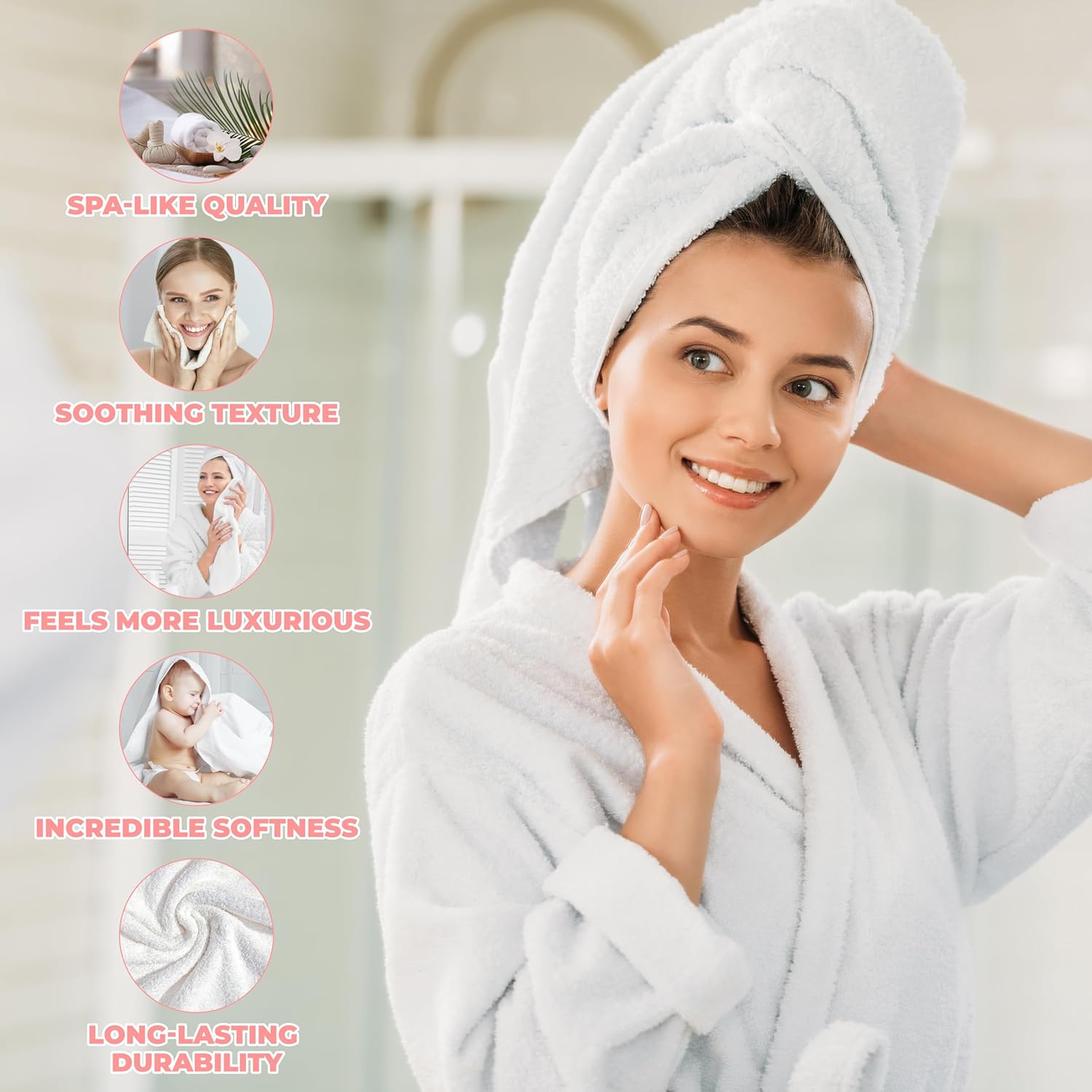 Superior Zero Twist 100 Cotton bathroom towel set